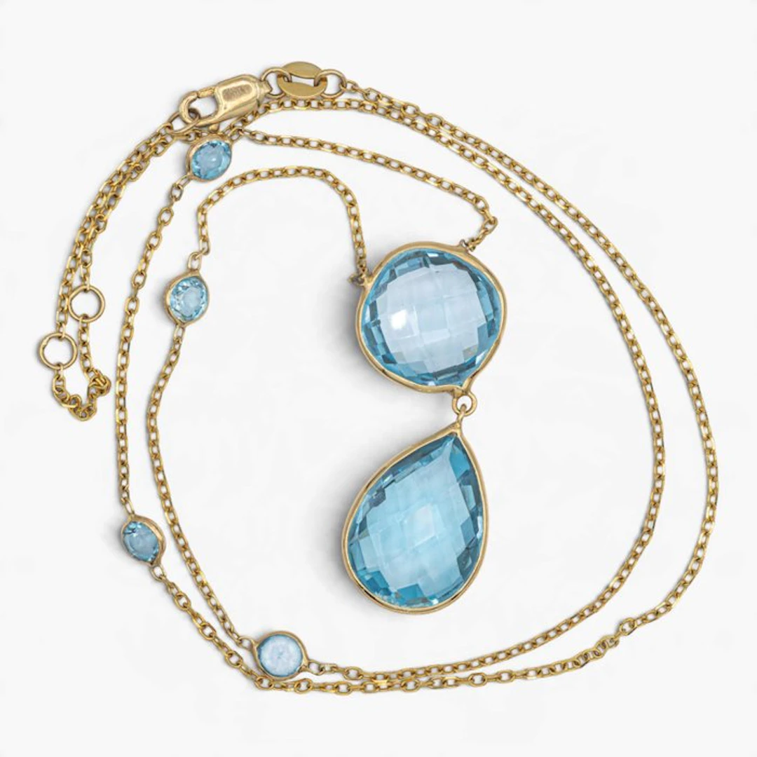 No reserve price - Necklace - 14 kt. Yellow gold, HRD - 19.00ct. tw. Topaz