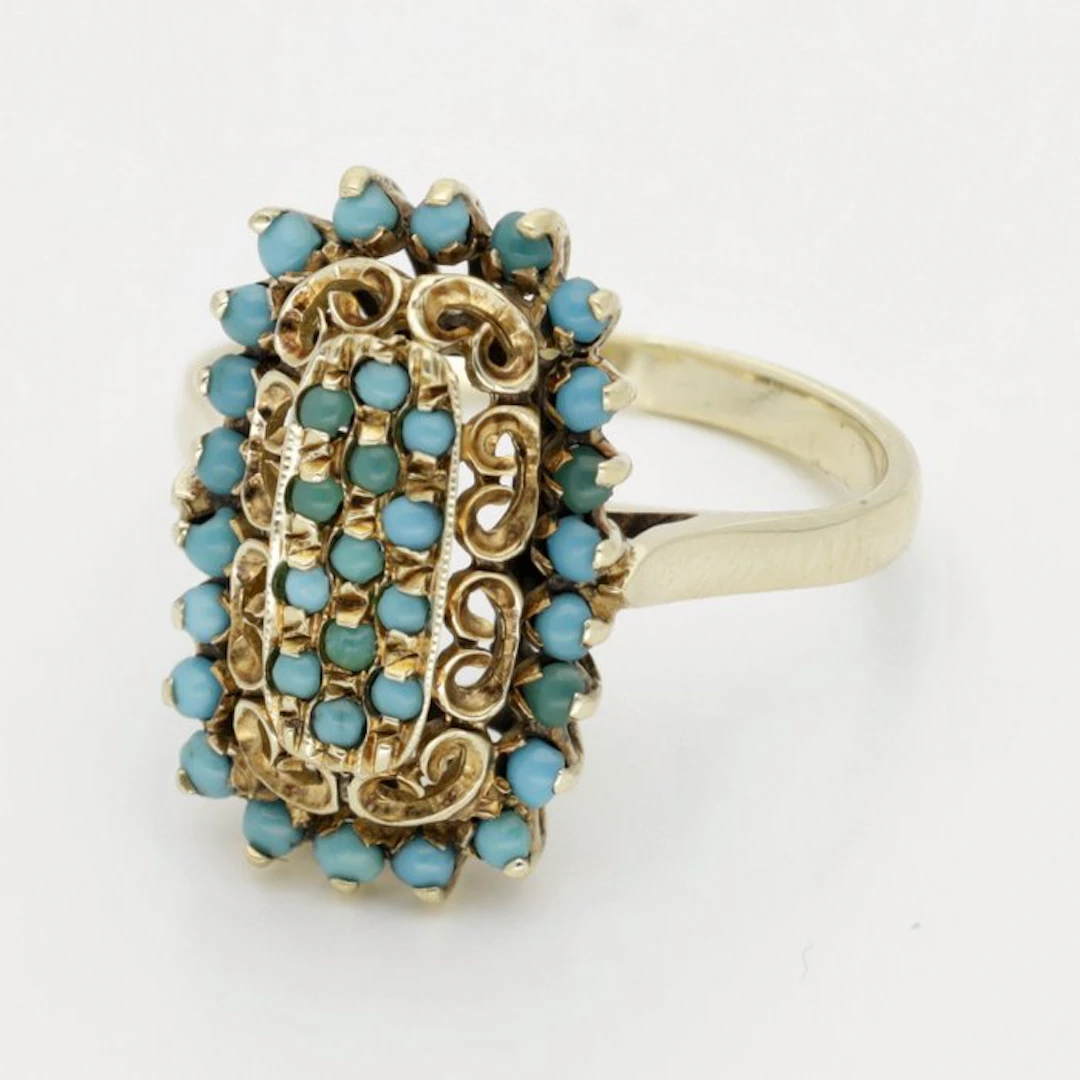 Ring - 14 kt. Yellow gold - Turquoise