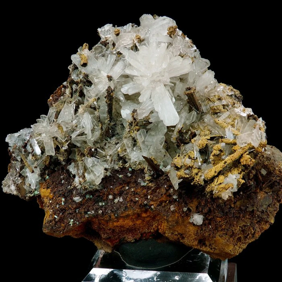 Hemimorphite with Goethite perimorphs after Gypsum - Ojuela mine