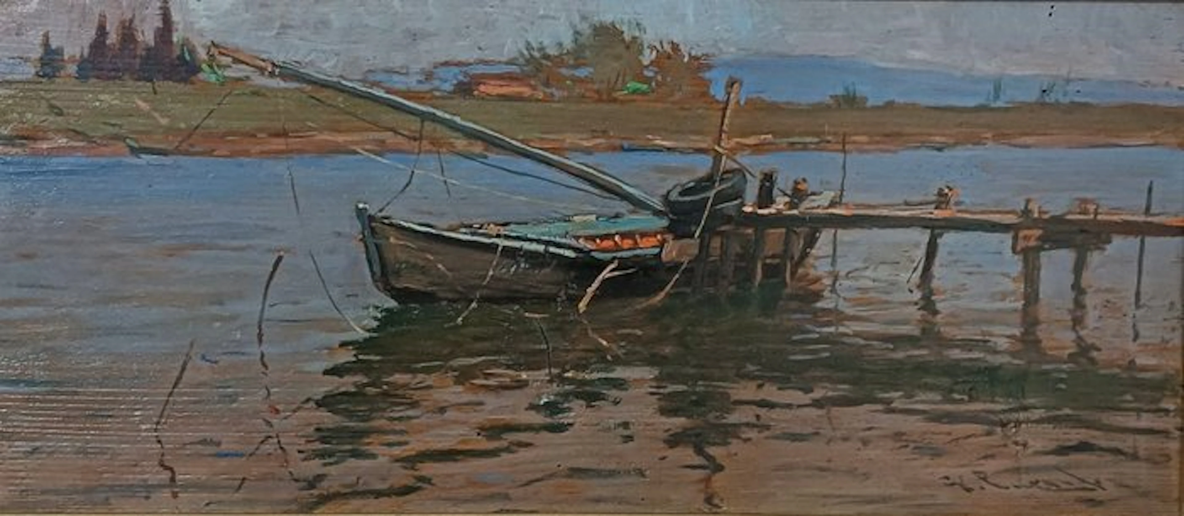 Giorgio Luxardo Giorgio Luxardo (1937-2019) - Barca all'ormeggio (scolmatore)