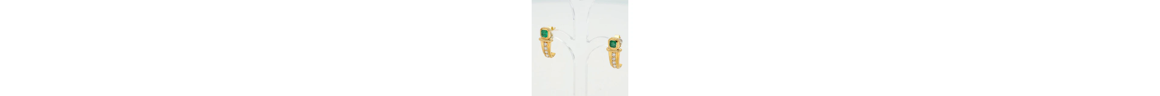 Earrings - 18 kt. Yellow gold Emerald - Diamond