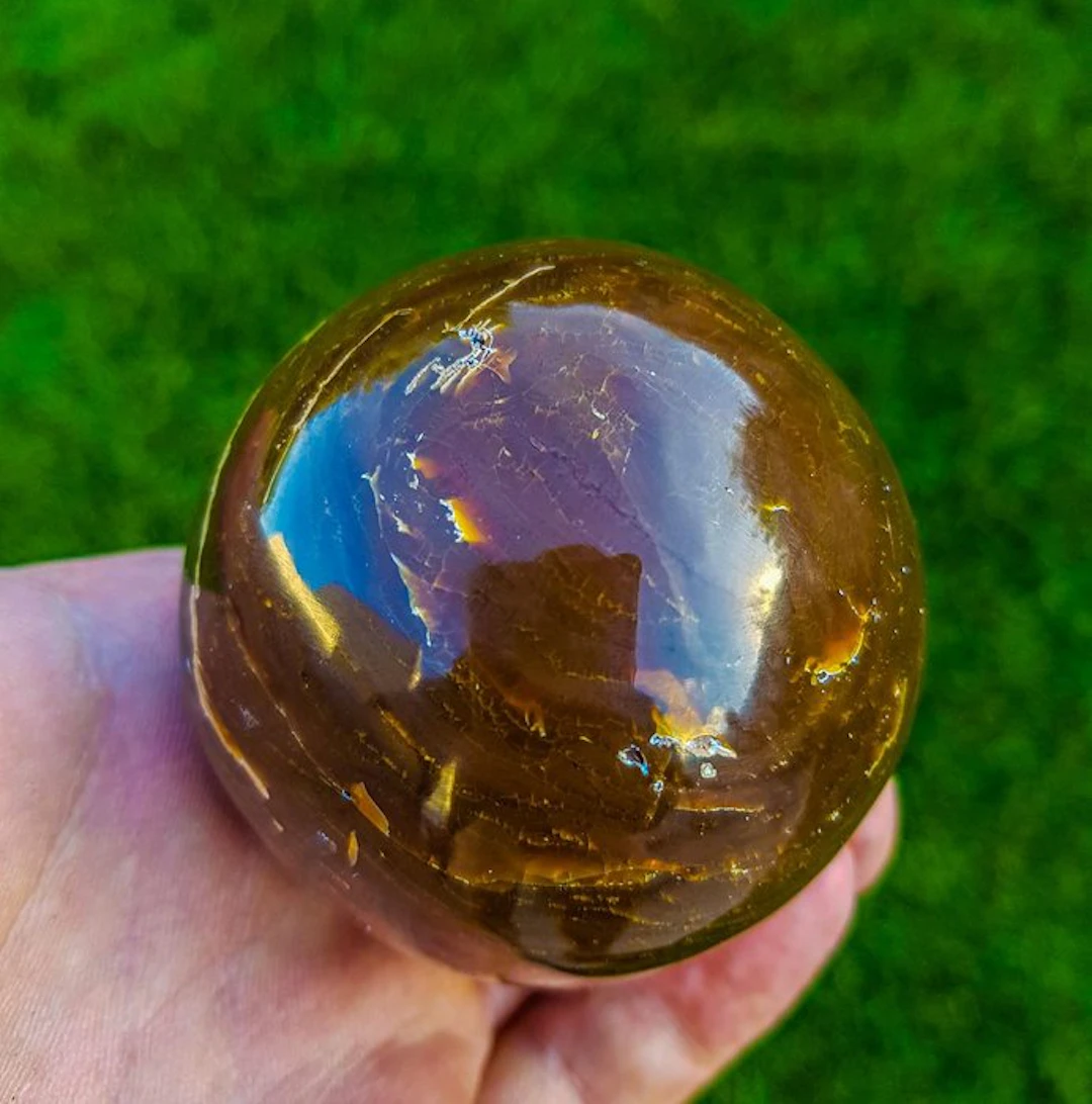Amber - Amber - Sphere Gold Amber HQ Freeform Barnsteen...