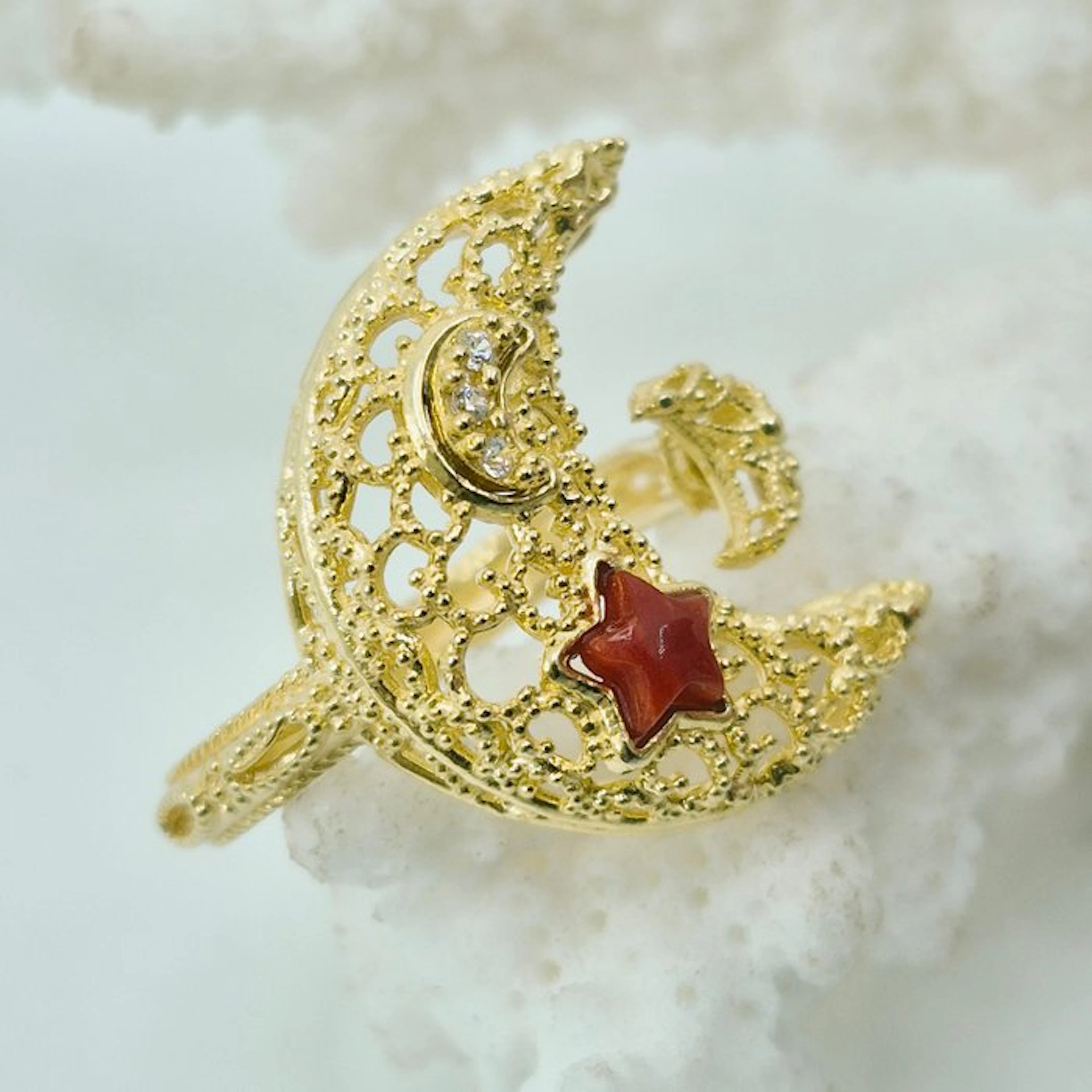 Coral - Silver, Gold-plated, No Reserve - Ring - CORALLO MEDITERRANEO