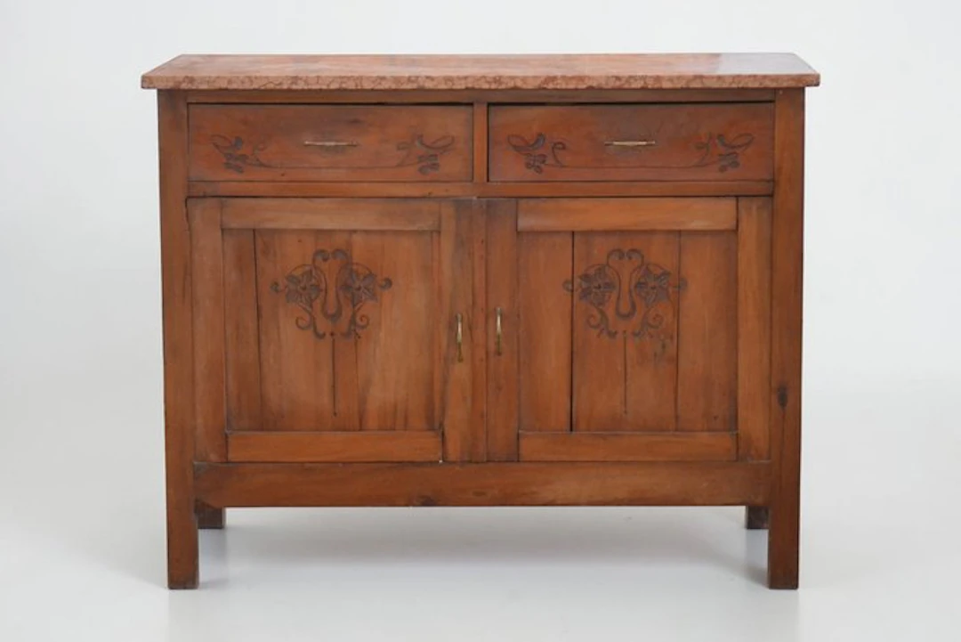 Credenza - Wood, Marble, Metal - Sideboard