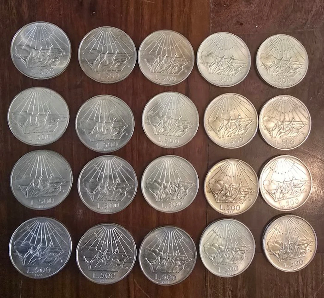Italy. 500 Lire argento (20 monete) (No reserve price)