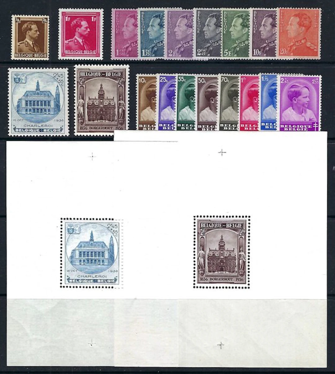 Belgium 1936 - the complete year’s issue with the blocks...