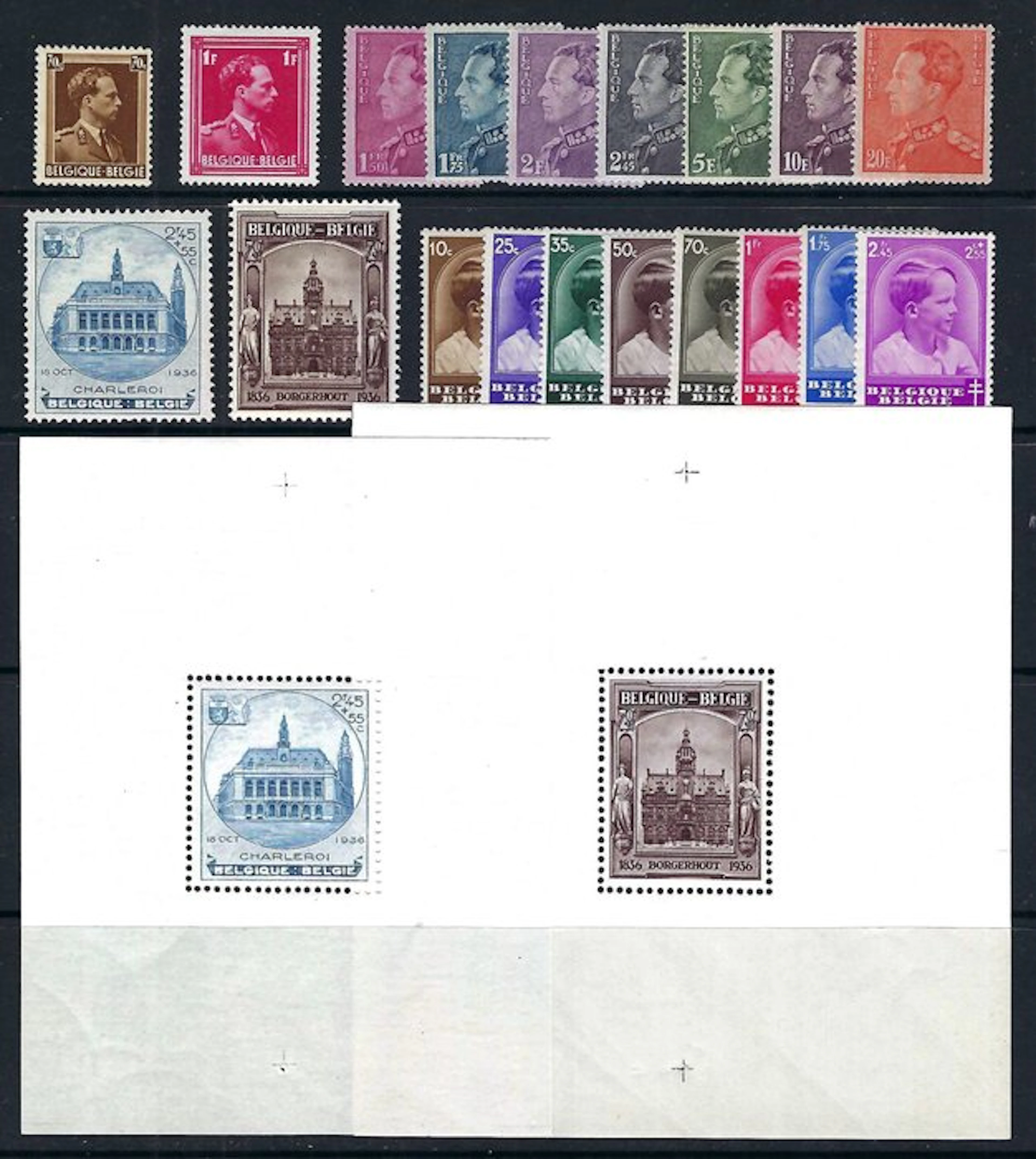 Belgium 1936 - the complete year’s issue with the blocks...