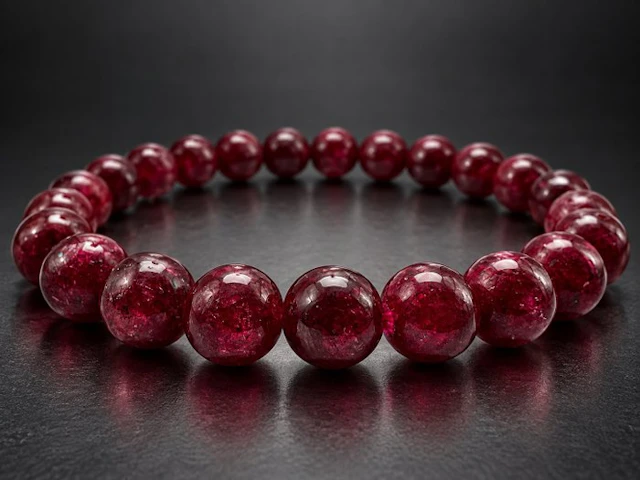 Mozambique Ruby - Bracelet - Polished - Deep red beads