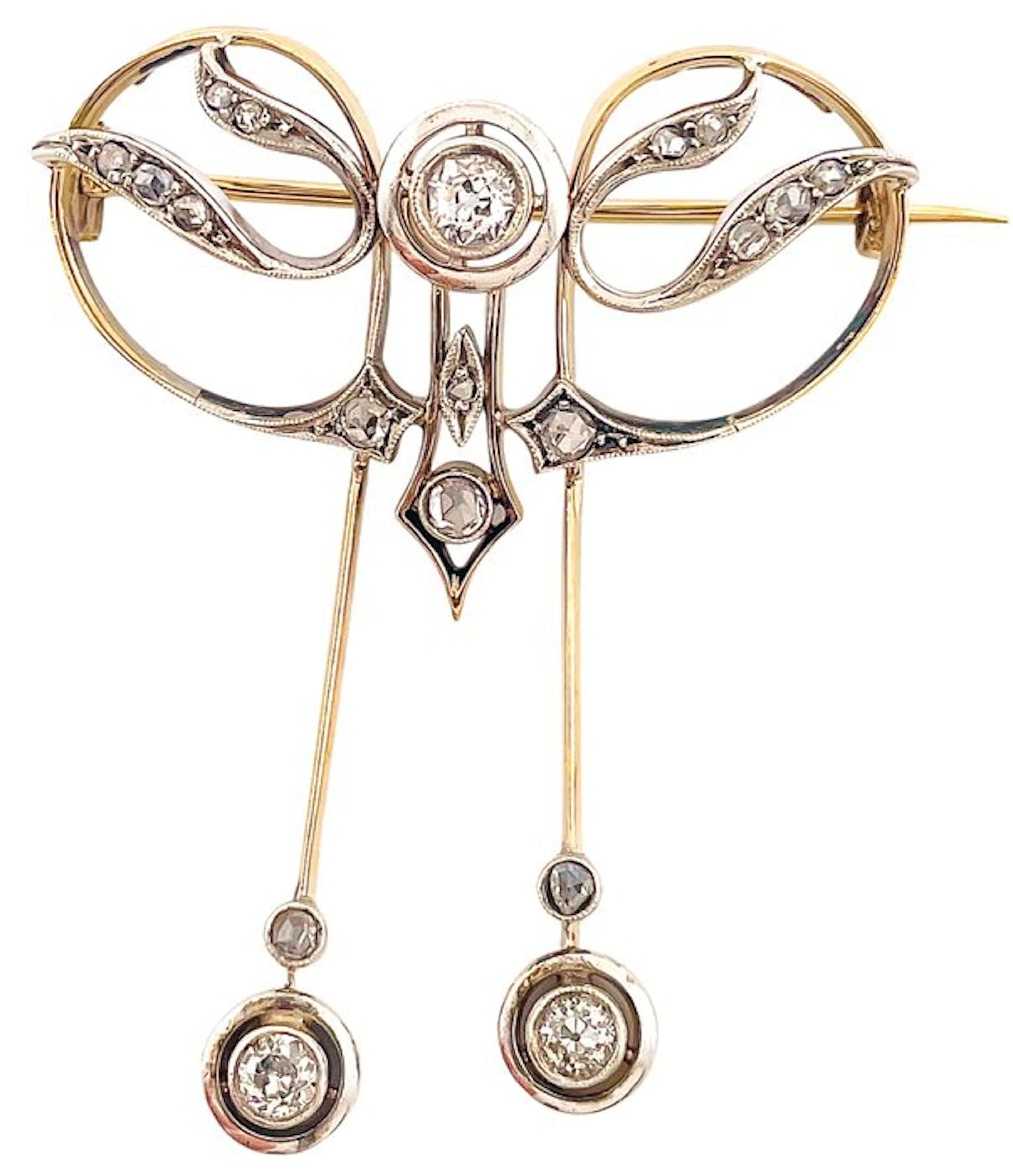 Jewellery applique - 18 kt. Yellow gold, Silver Diamond (Natural) - Diamond