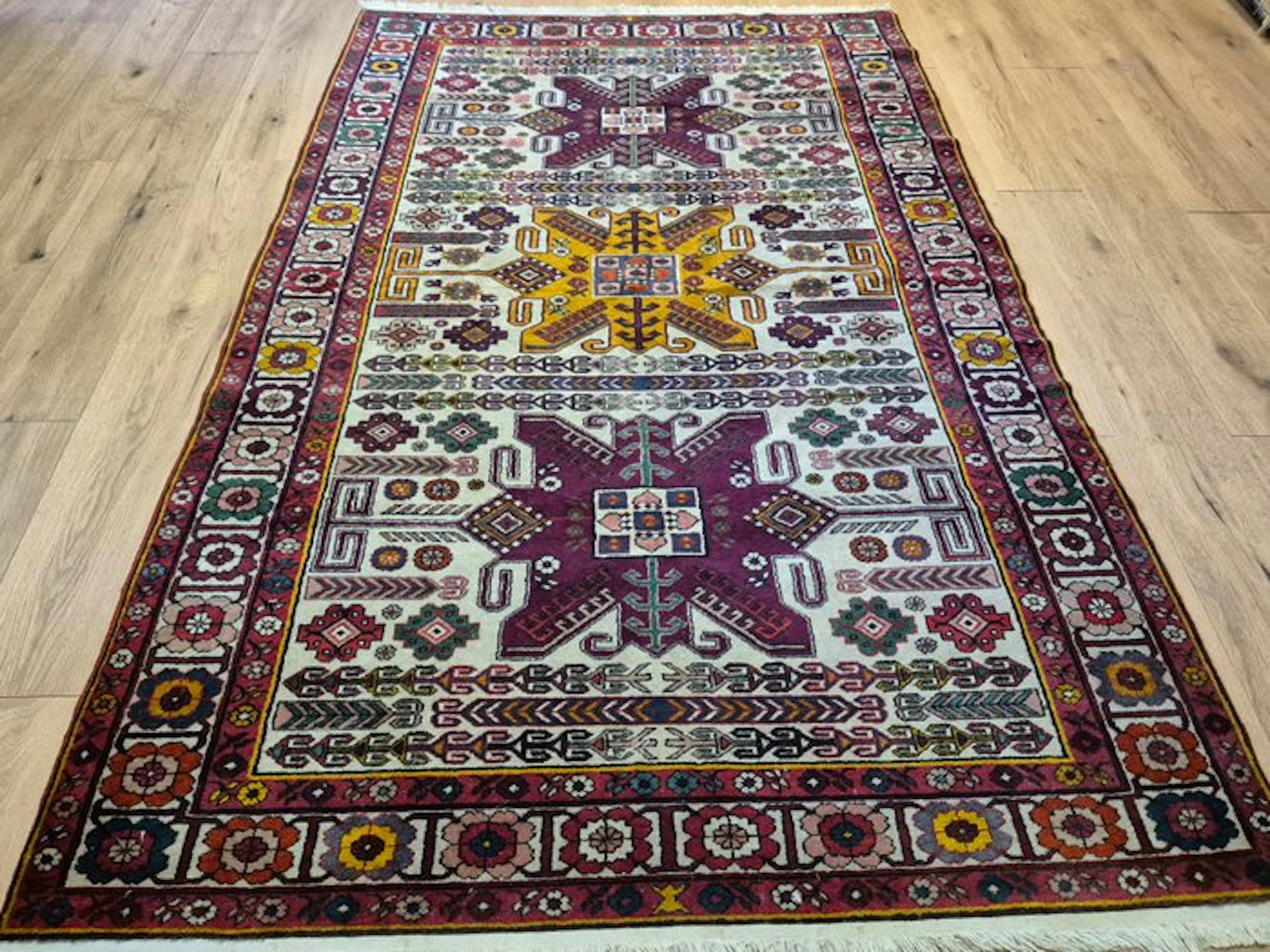 Hand-knotted vintage Kazak Derbend rug - Rug - 236 cm - 150 cm