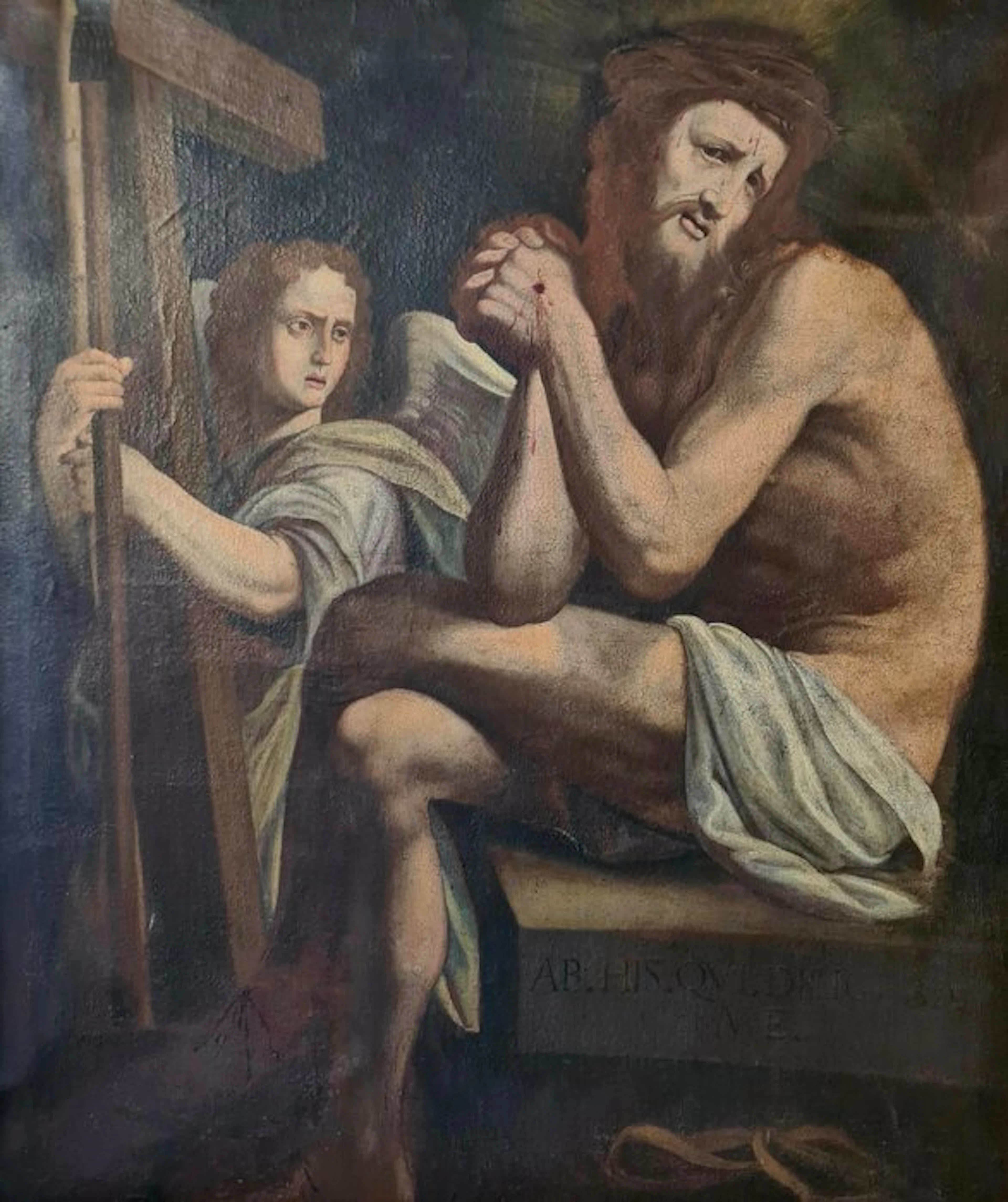 Italian school (XVII) - l’Uomo dei dolori e un angelo con...