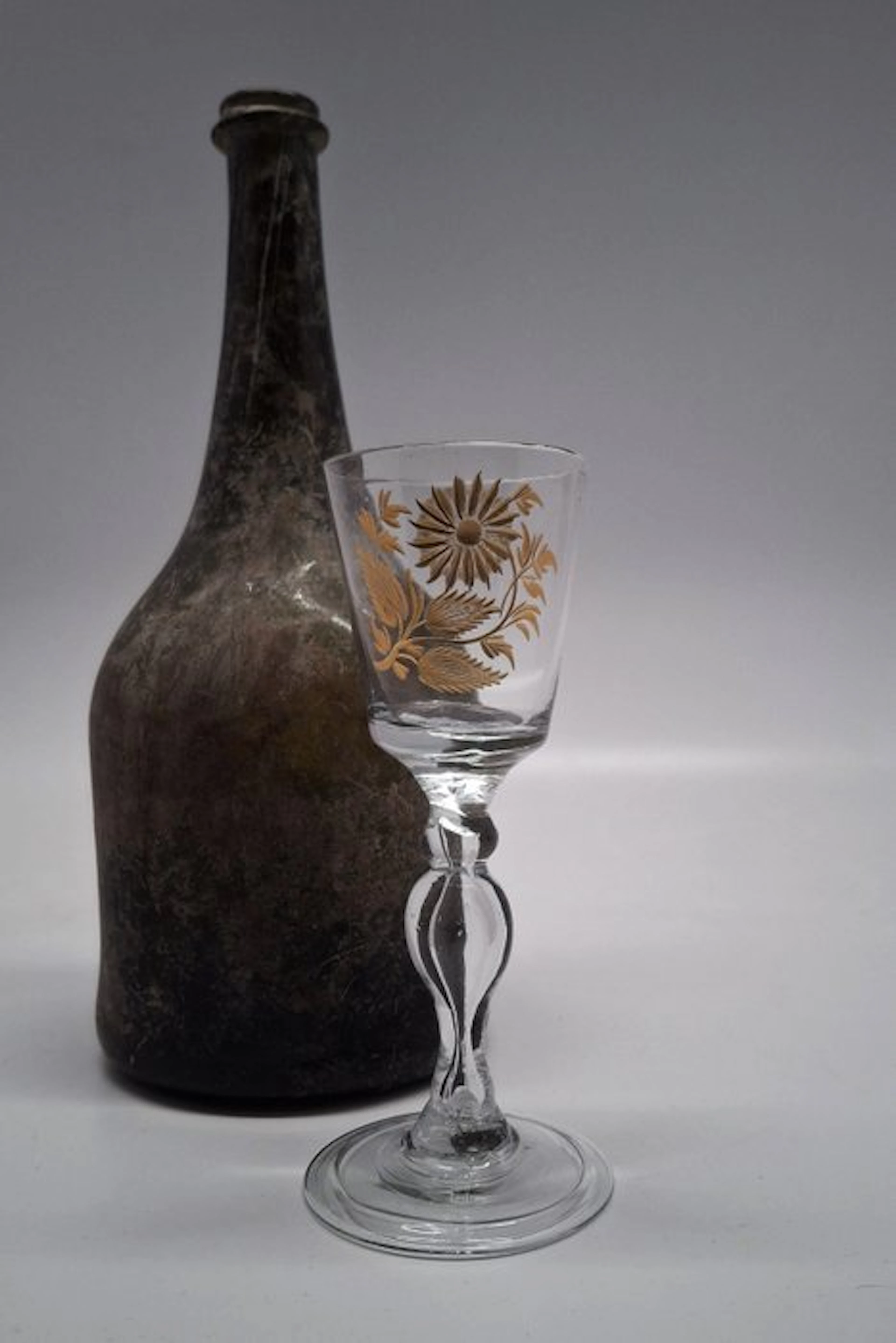 La Granja Glashuis (sinds 1727) - Wine glass - Gold-gilded baluster wine glass