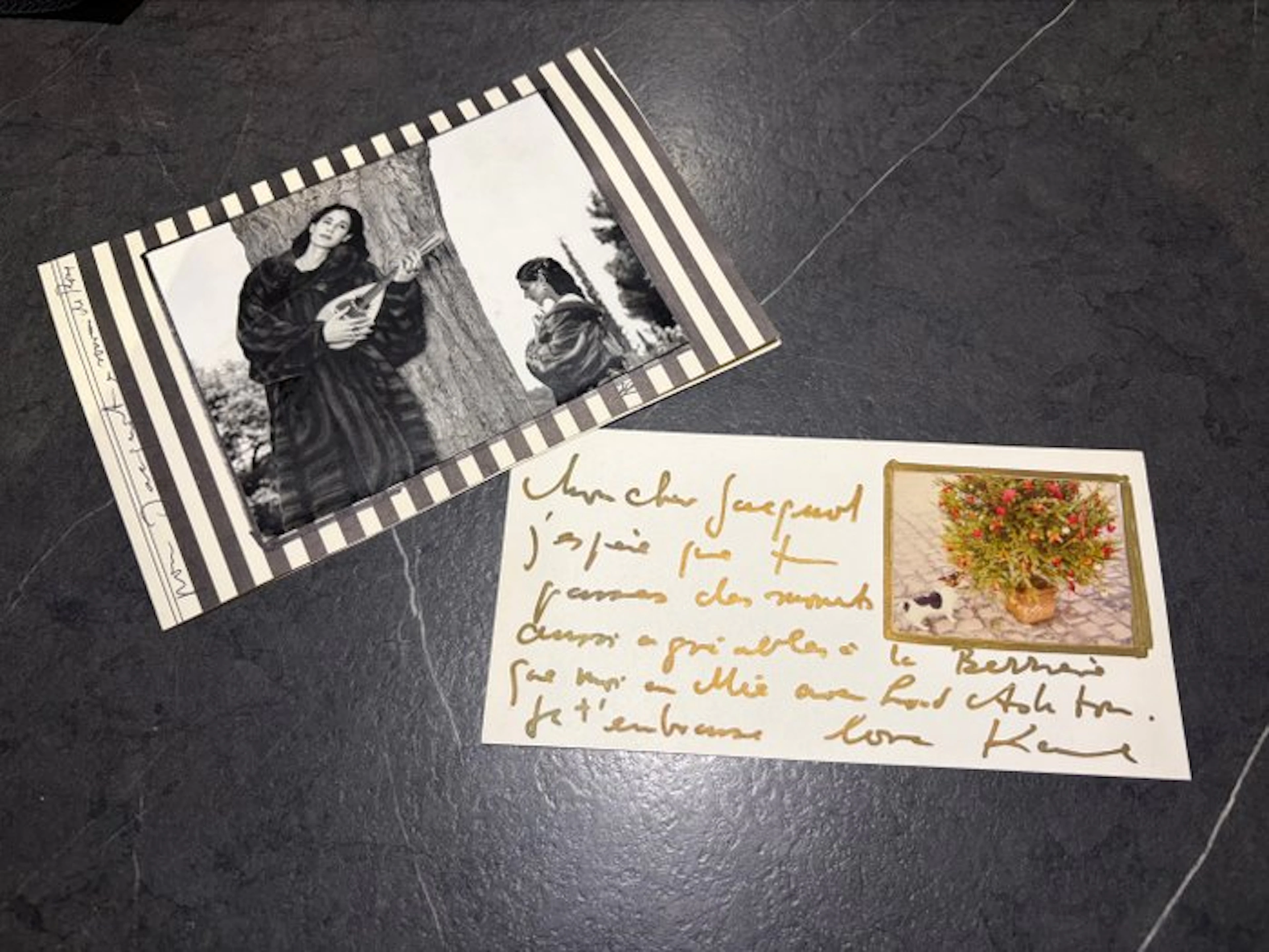 Karl Lagerfeld - Deux cartes postales et collages...