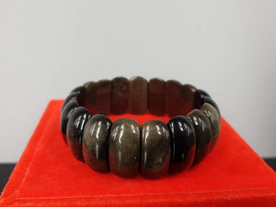 Natural Gold Sheen Obsidian Bracelets Length 16,5 cm - 17...