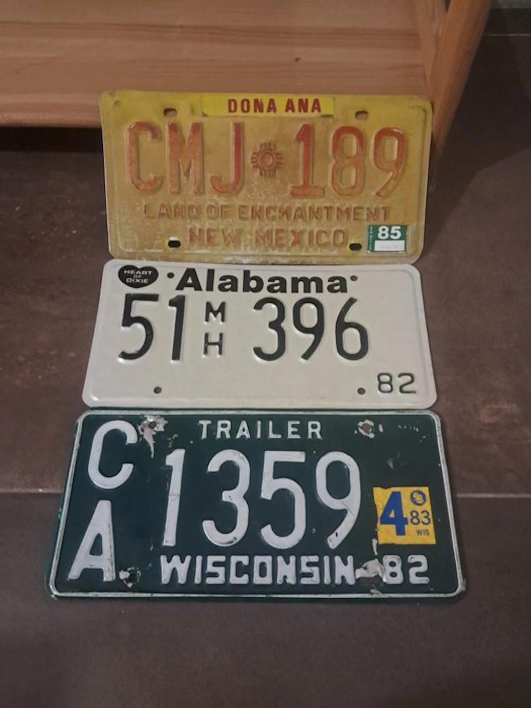 license plate - New Mexico - Wisconsin - Alabama - 1982