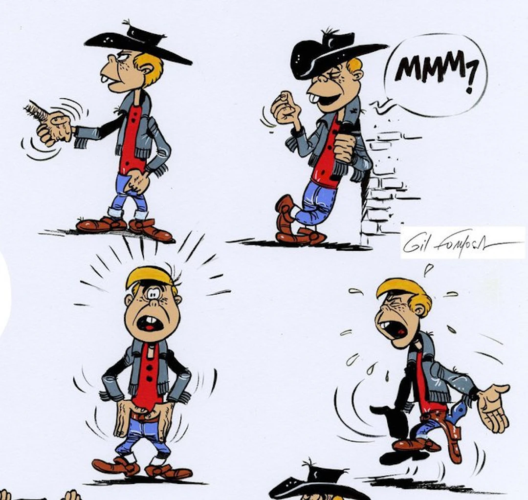 Gil Formosa Original colour drawing - Lucky Luke - Billy The Kid