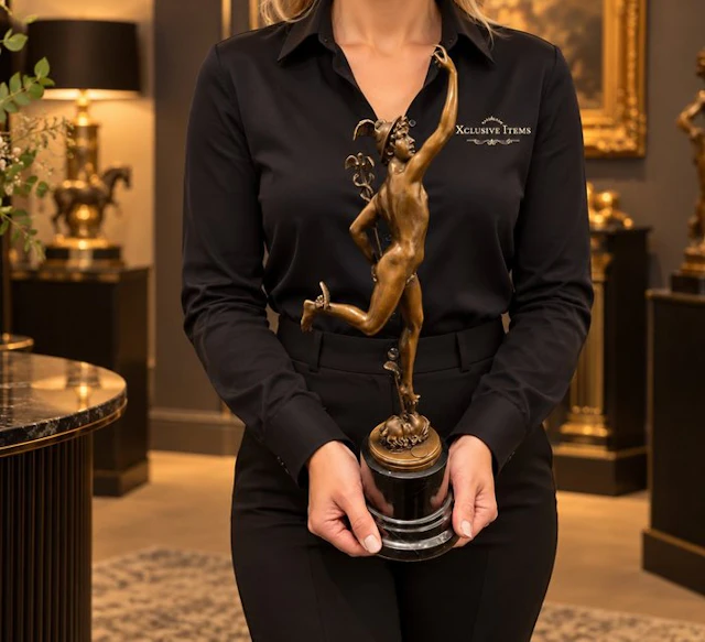 Statue, Large Bronze Mercury Statue - 43 cm - Bronze, Marble - 2026