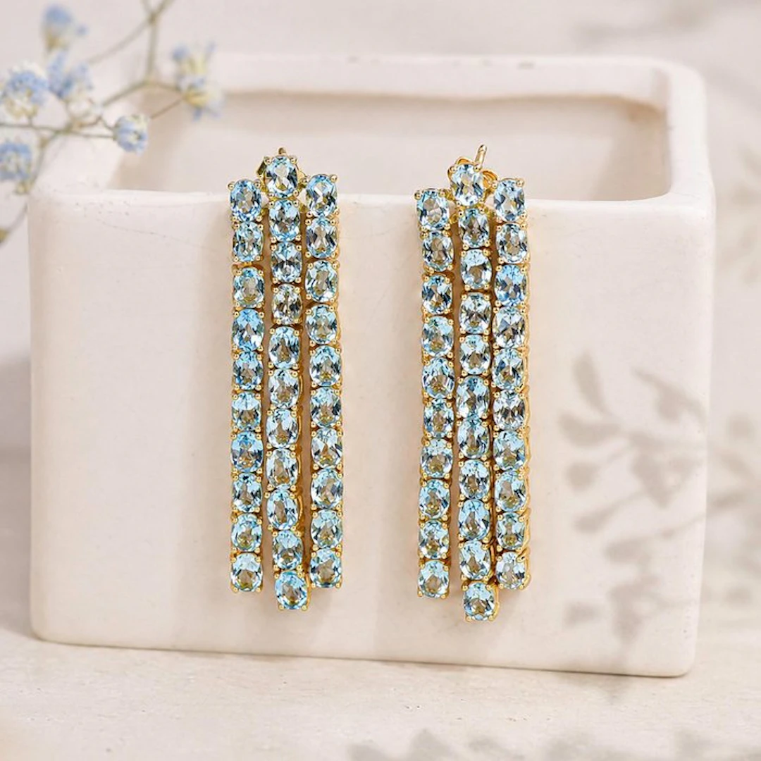 No reserve price - Earrings Silver - Topaz - Certified