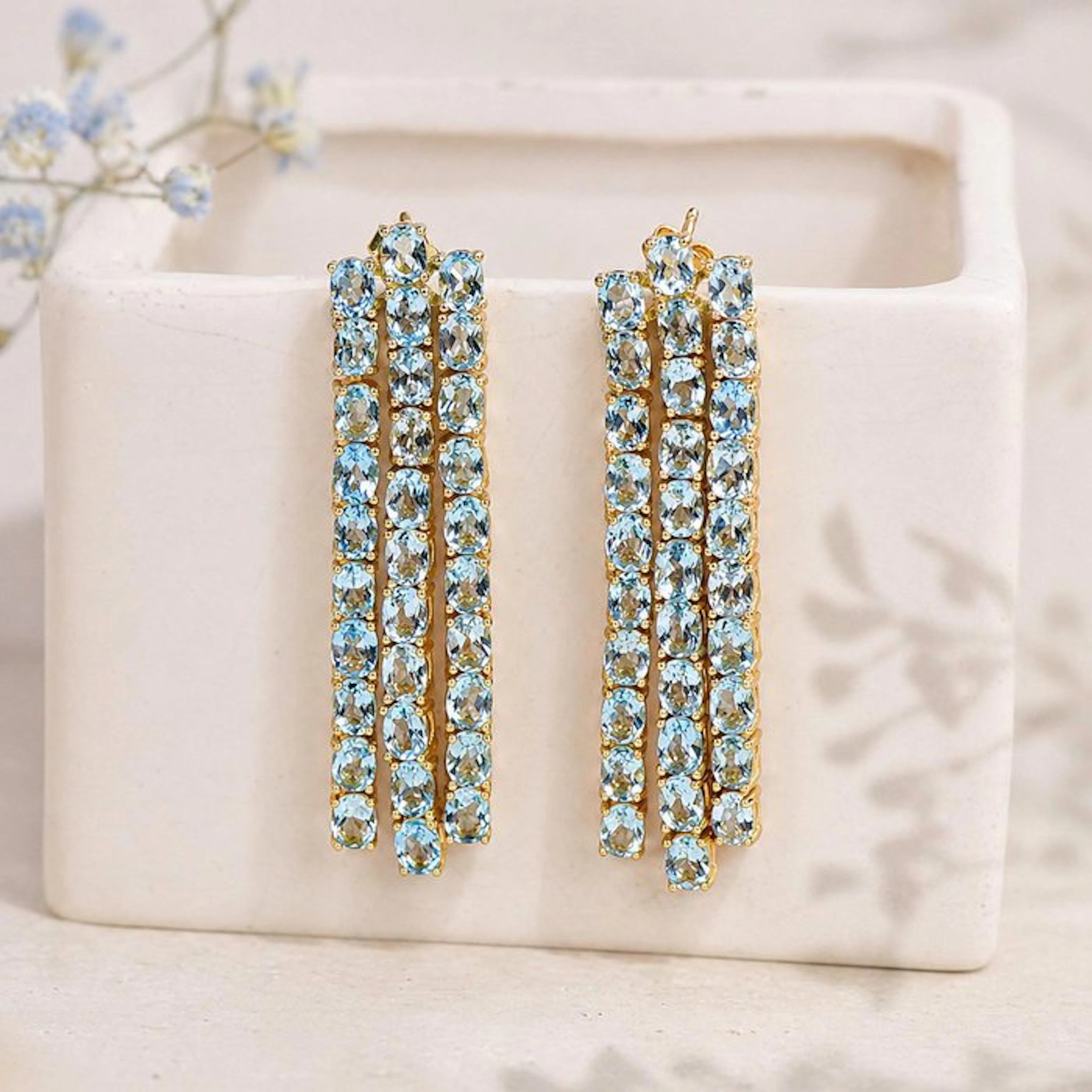 No reserve price - Earrings Silver - Topaz - Certified