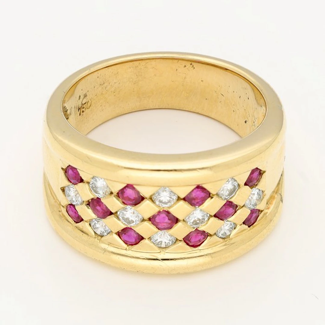 Ring - 18 kt. Yellow gold - Diamond - Ruby