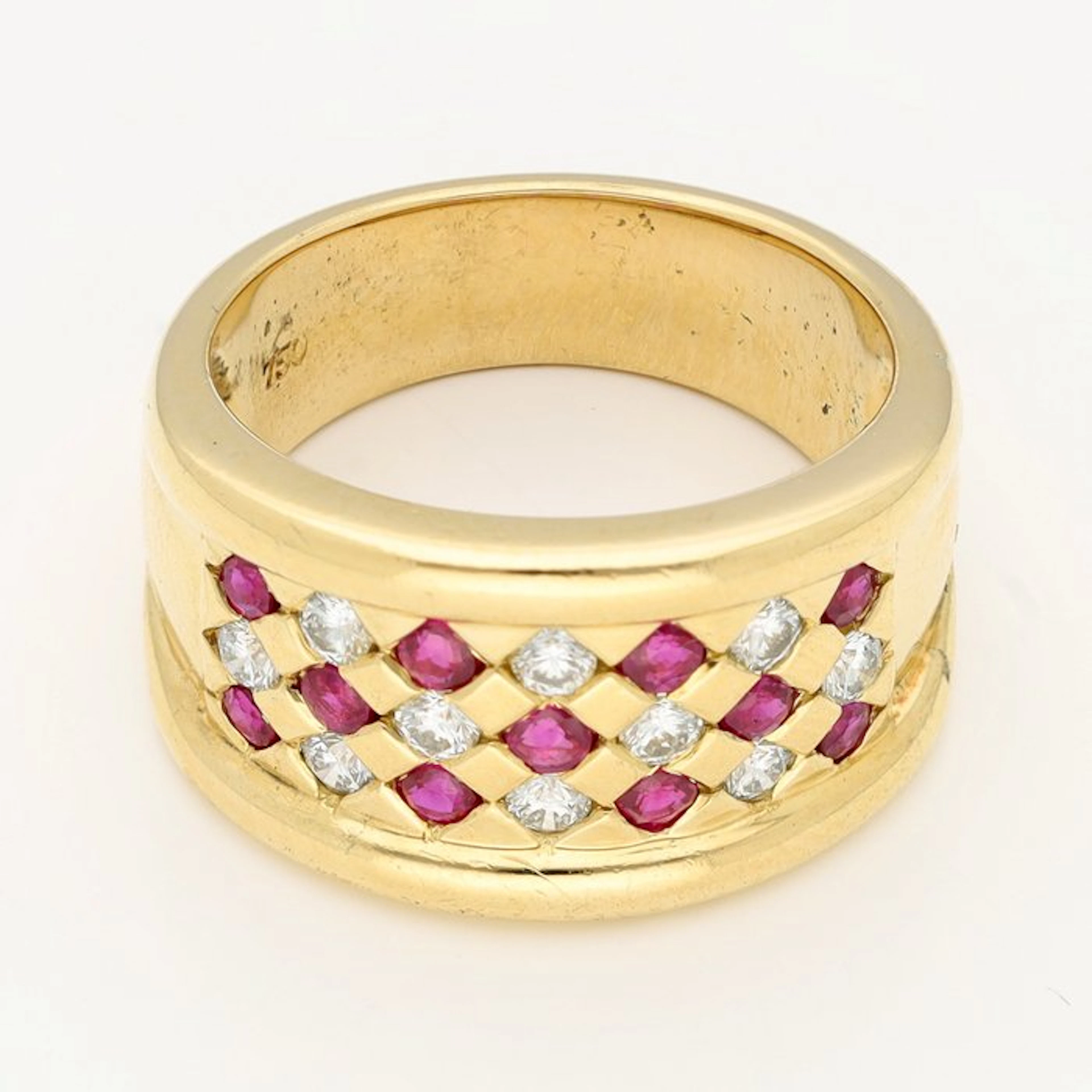 Ring - 18 kt. Yellow gold - Diamond - Ruby