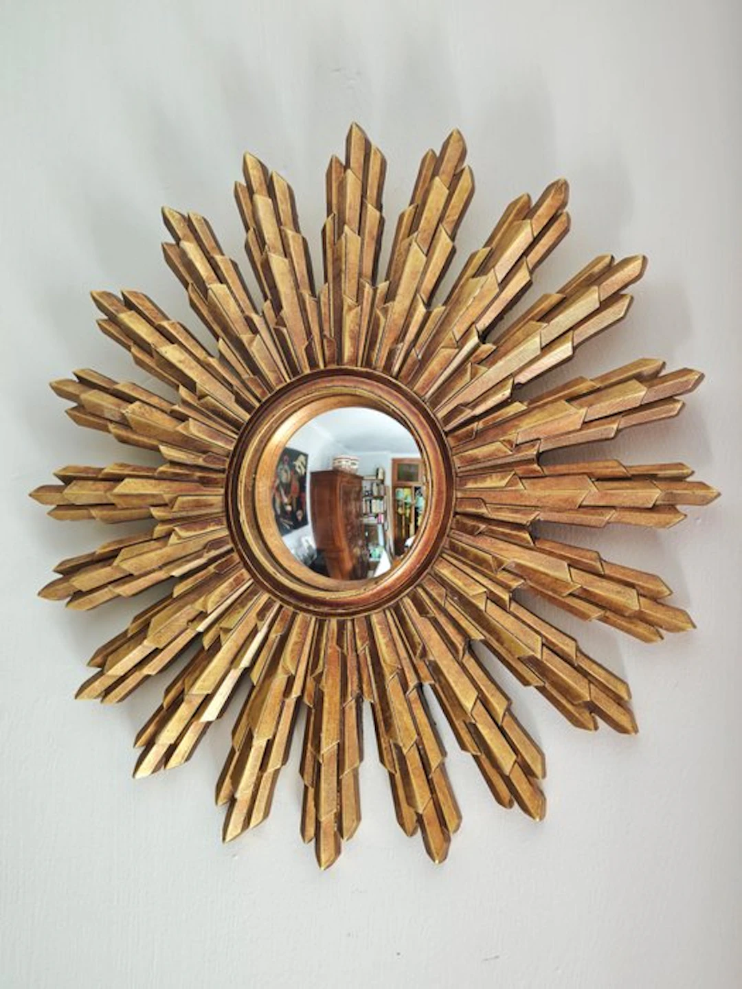 Wall mirror- Witch's Eye / Butler / Sunburst - Glass, Resin - Convex Sun Mirror