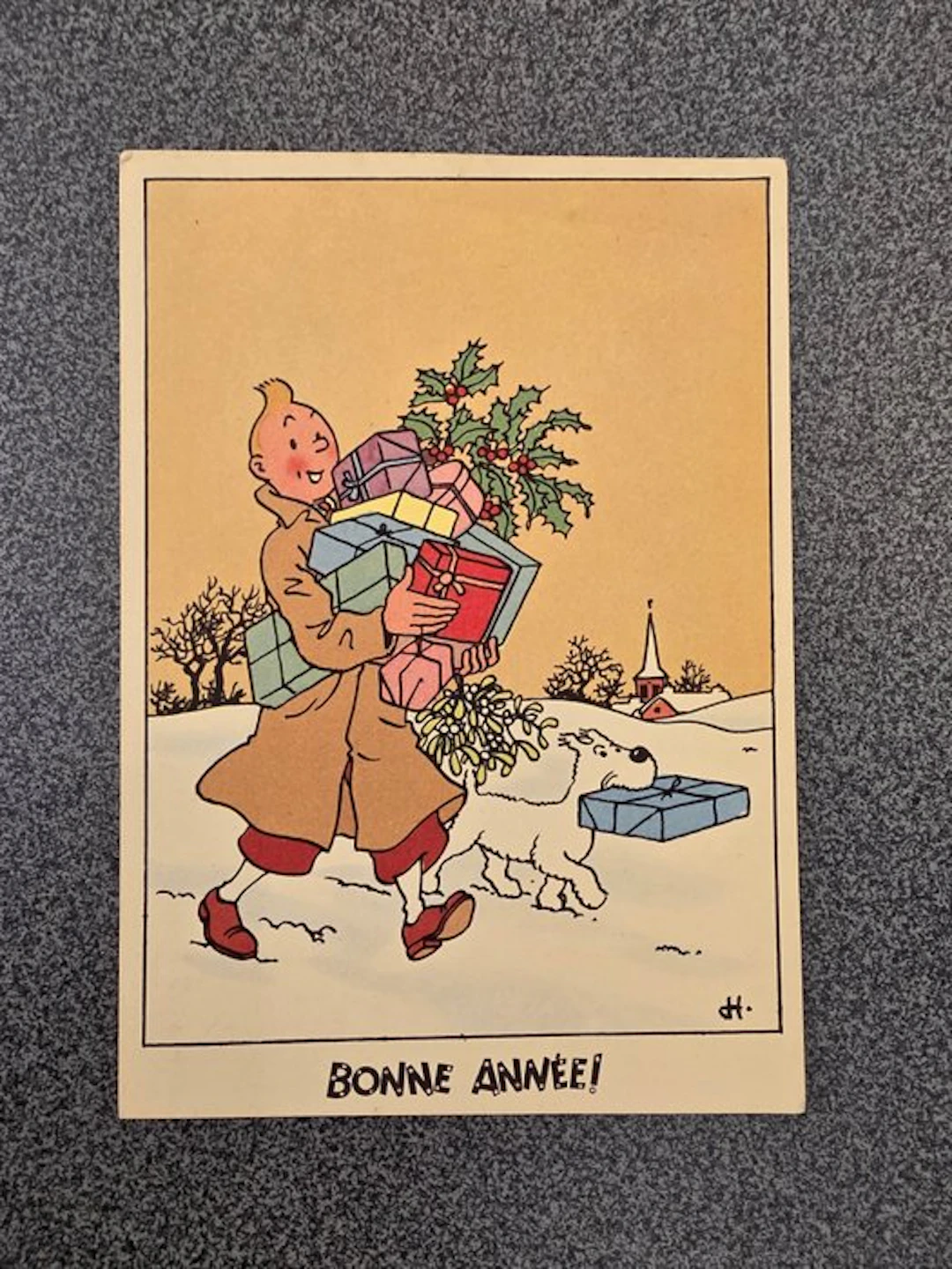Tintin - Carte postale- Tintin et Milou et Milou dans la...