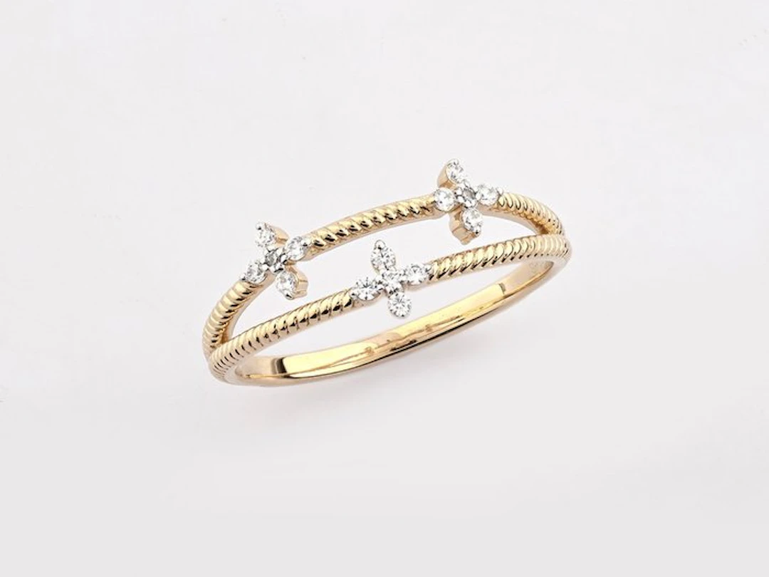 Ring - 14 kt. Yellow gold - 0.11ct. tw. Diamond (Natural)