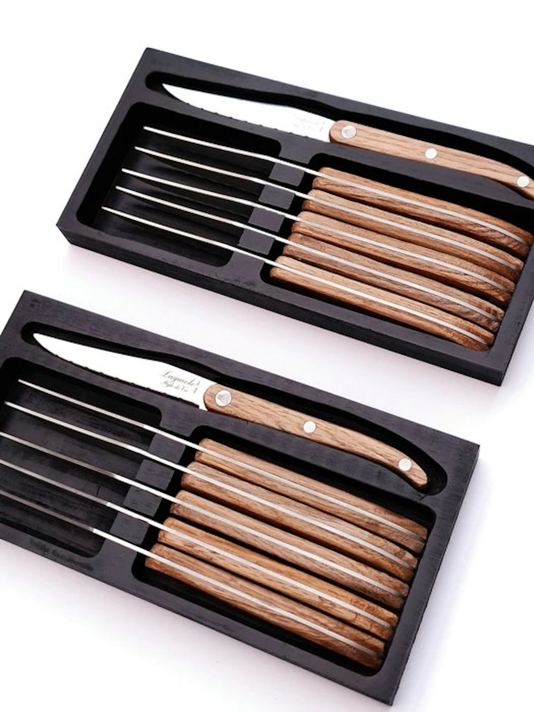 Laguiole - 12x Steak Knives - Oak wood - style de - Table...