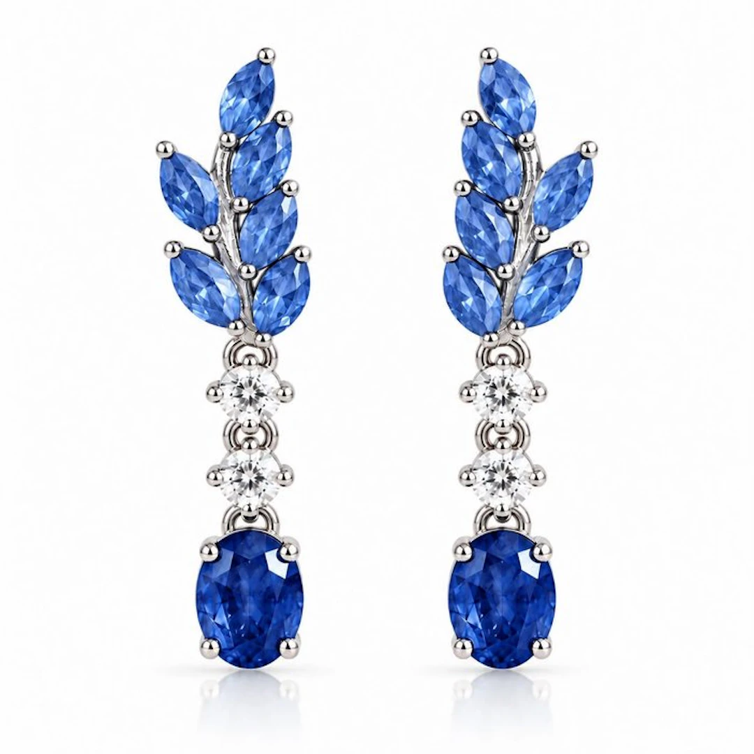 No reserve price - Earrings Silver Sapphire