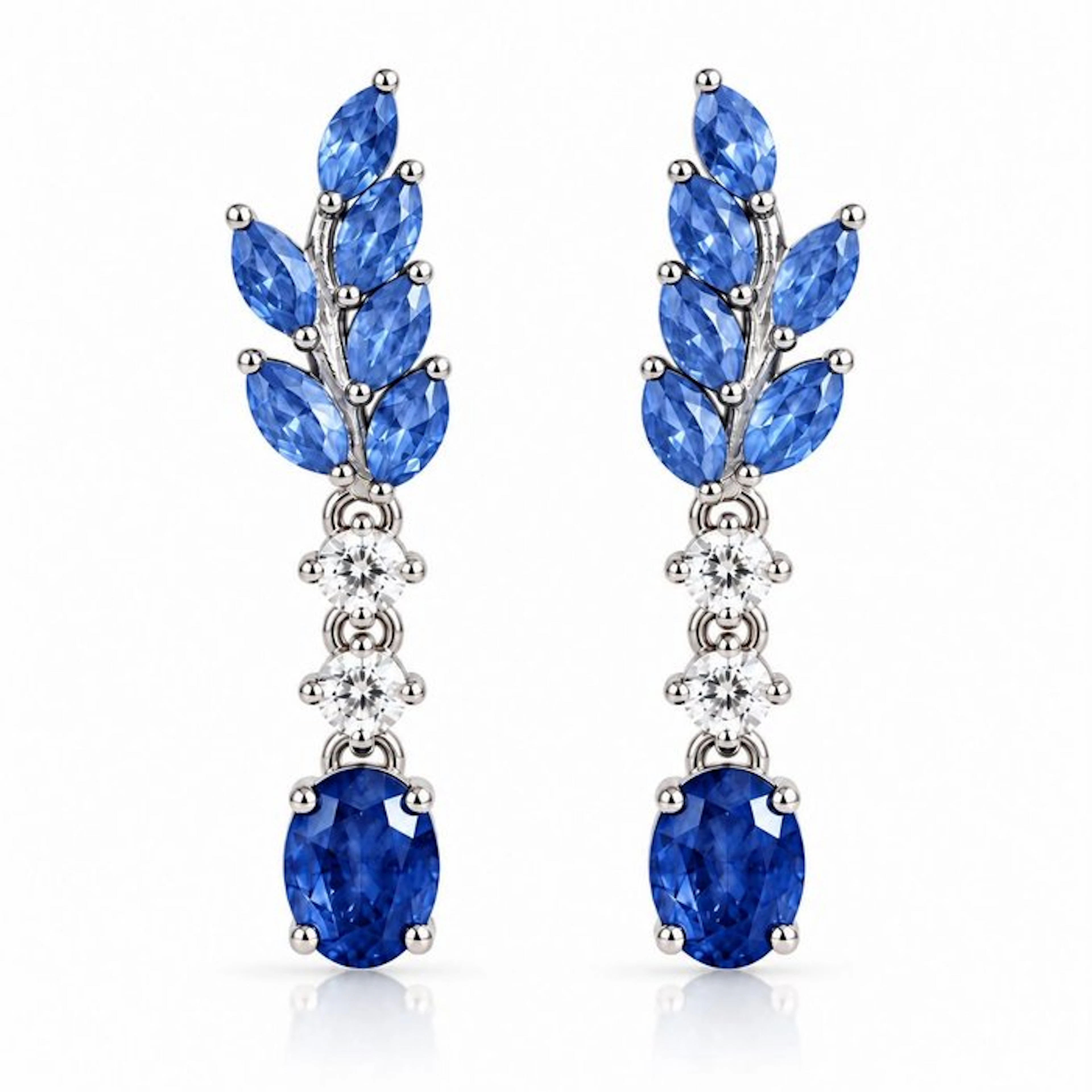 No reserve price - Earrings Silver Sapphire