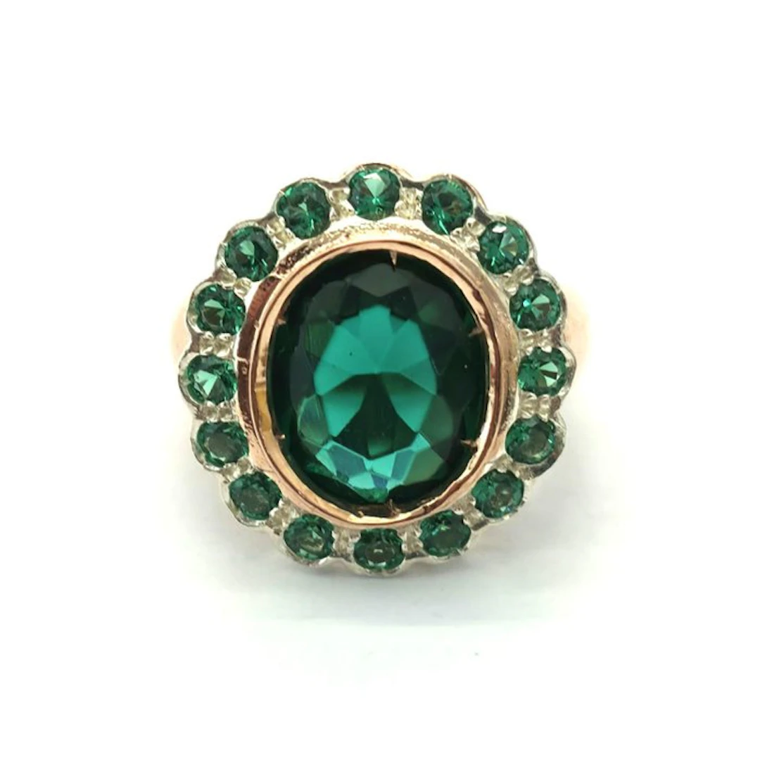 No reserve price - Ring - 9 kt. Rose gold, Silver Spinel - Spinel