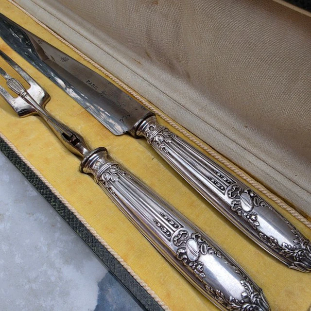Serving utensil (2) - .950 silver - 1850-1900
