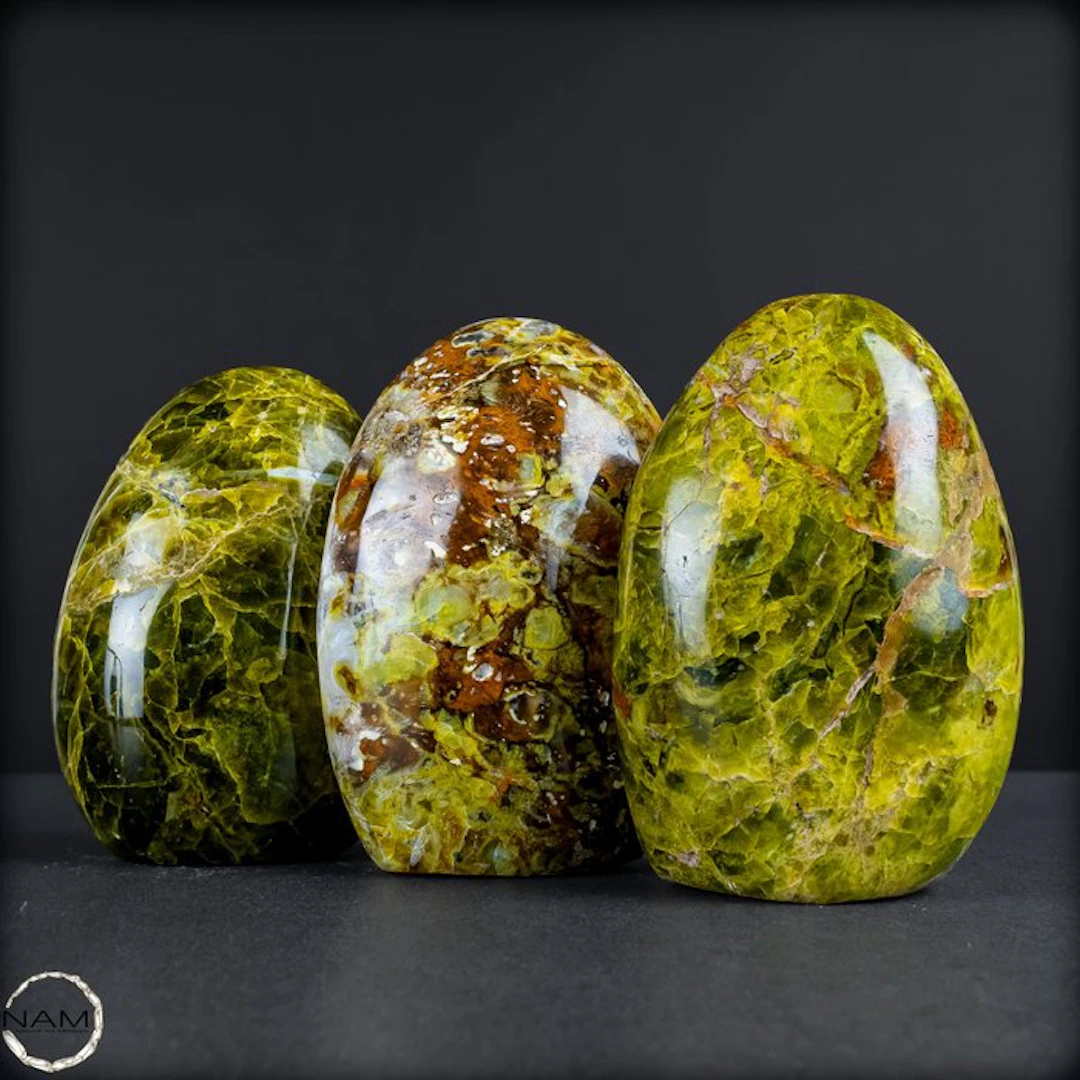 Green Opal – Green opal freeform set – Three unique...