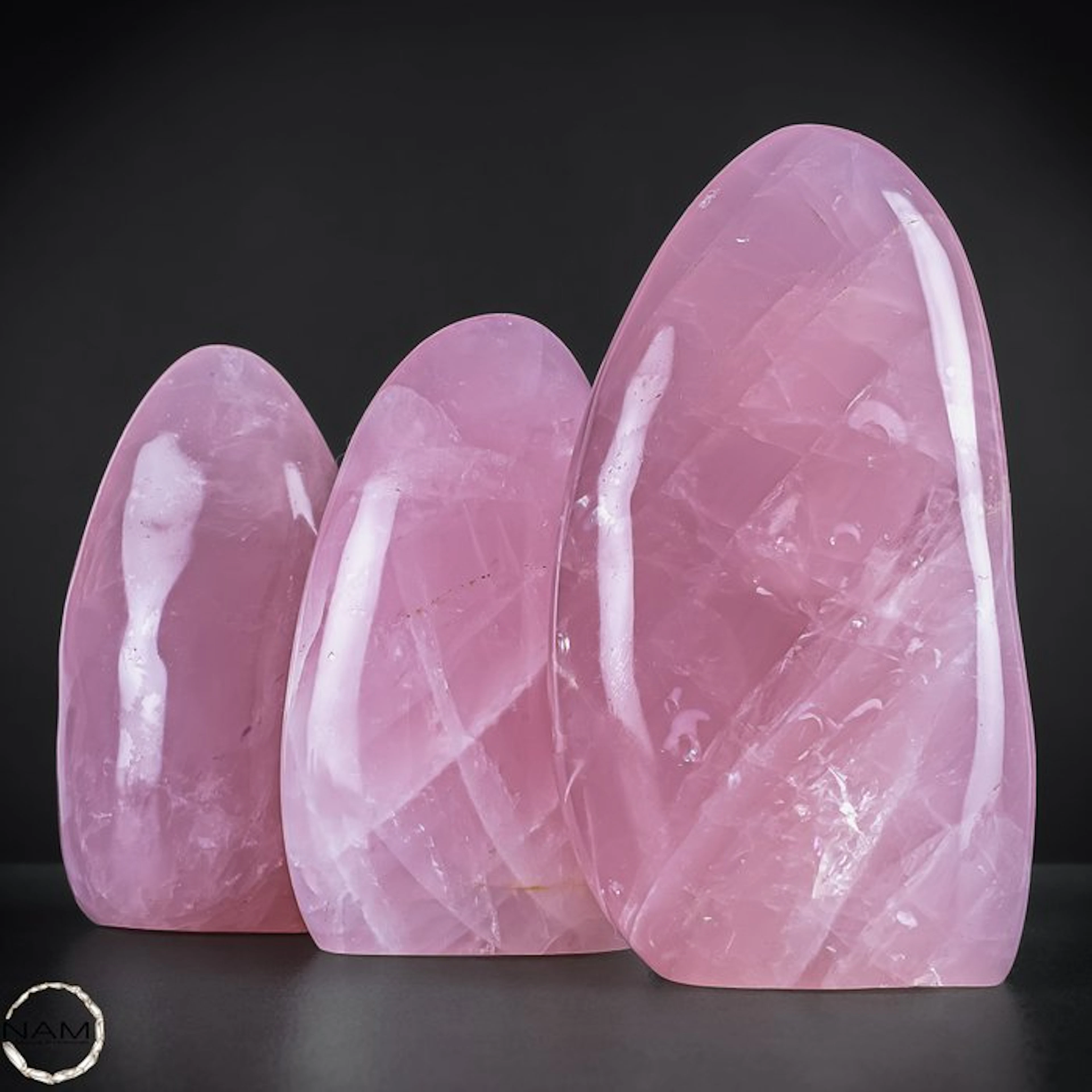 Rose Quartz Freeform Set – Elegant trio of delicately pink natural quartz