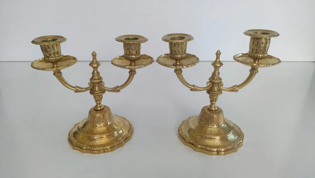 Candlestick Louis XV end table (2) - Gilt brass