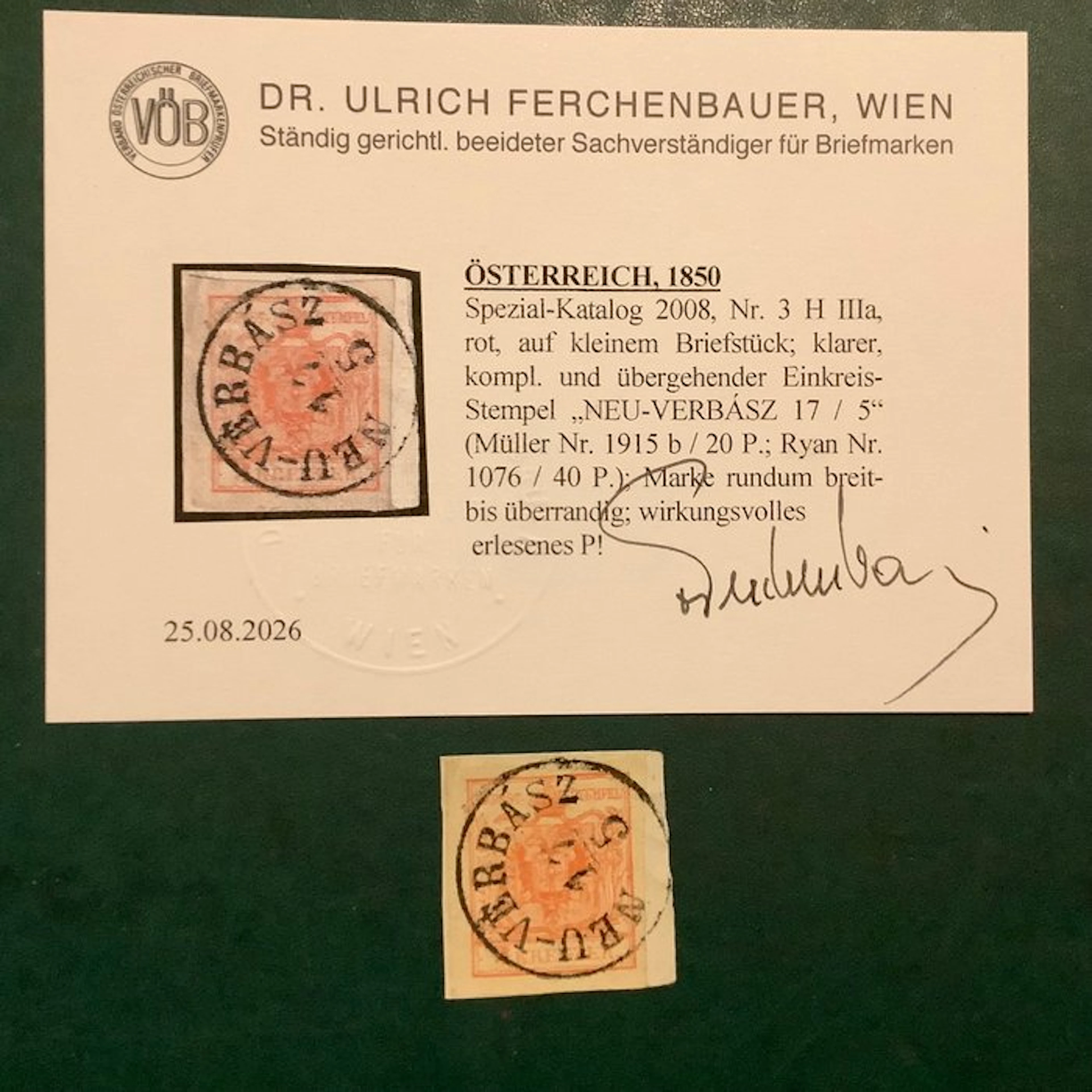 Austria 1850 - 3 kreuzer double-eagle with a good impression