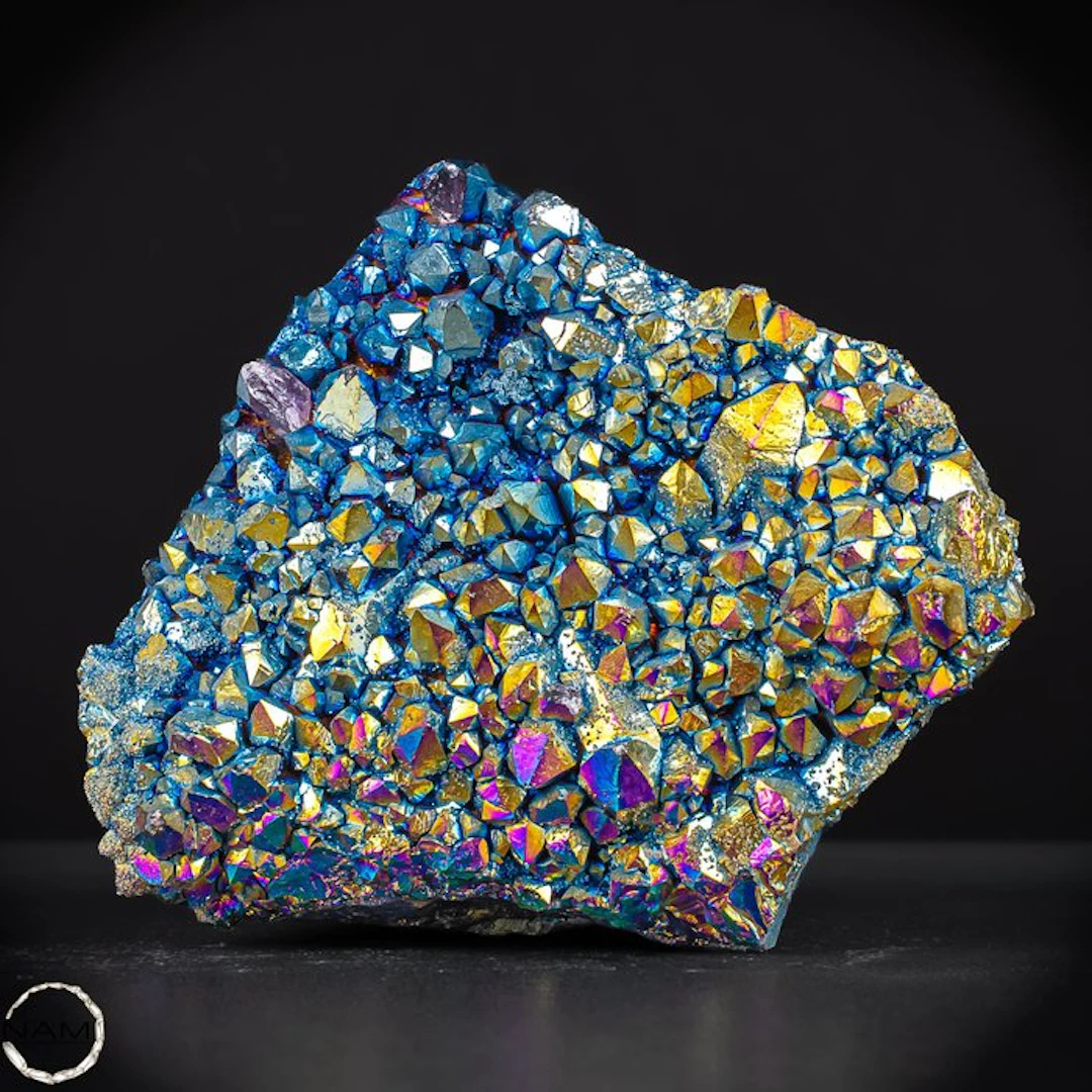 Spectacle of Light: Aura-Amethyst Druse in rainbow colors- 1497.29 g