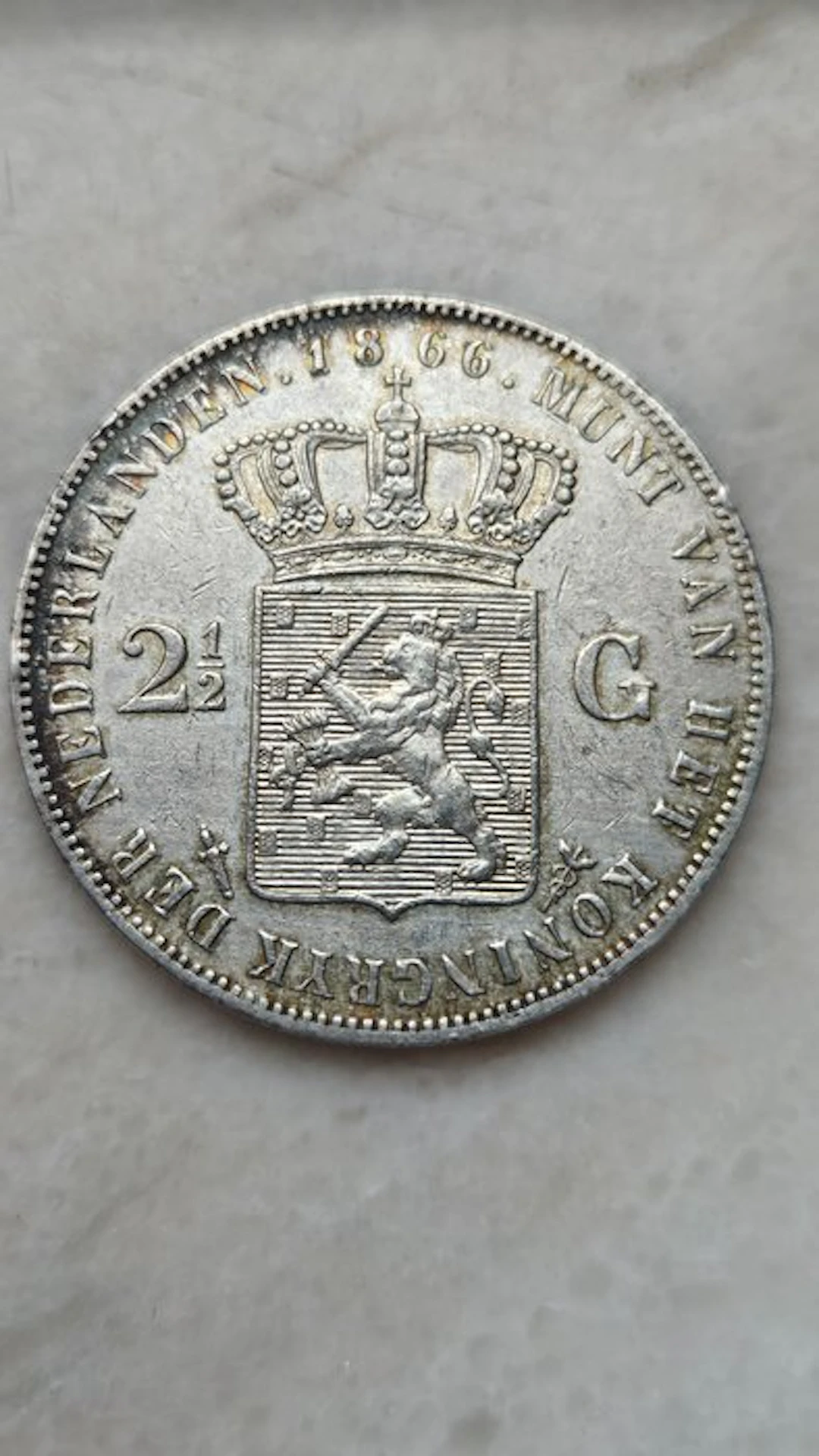 Netherlands. Willem III. 2 1/2 Gulden 1866 (No reserve price)