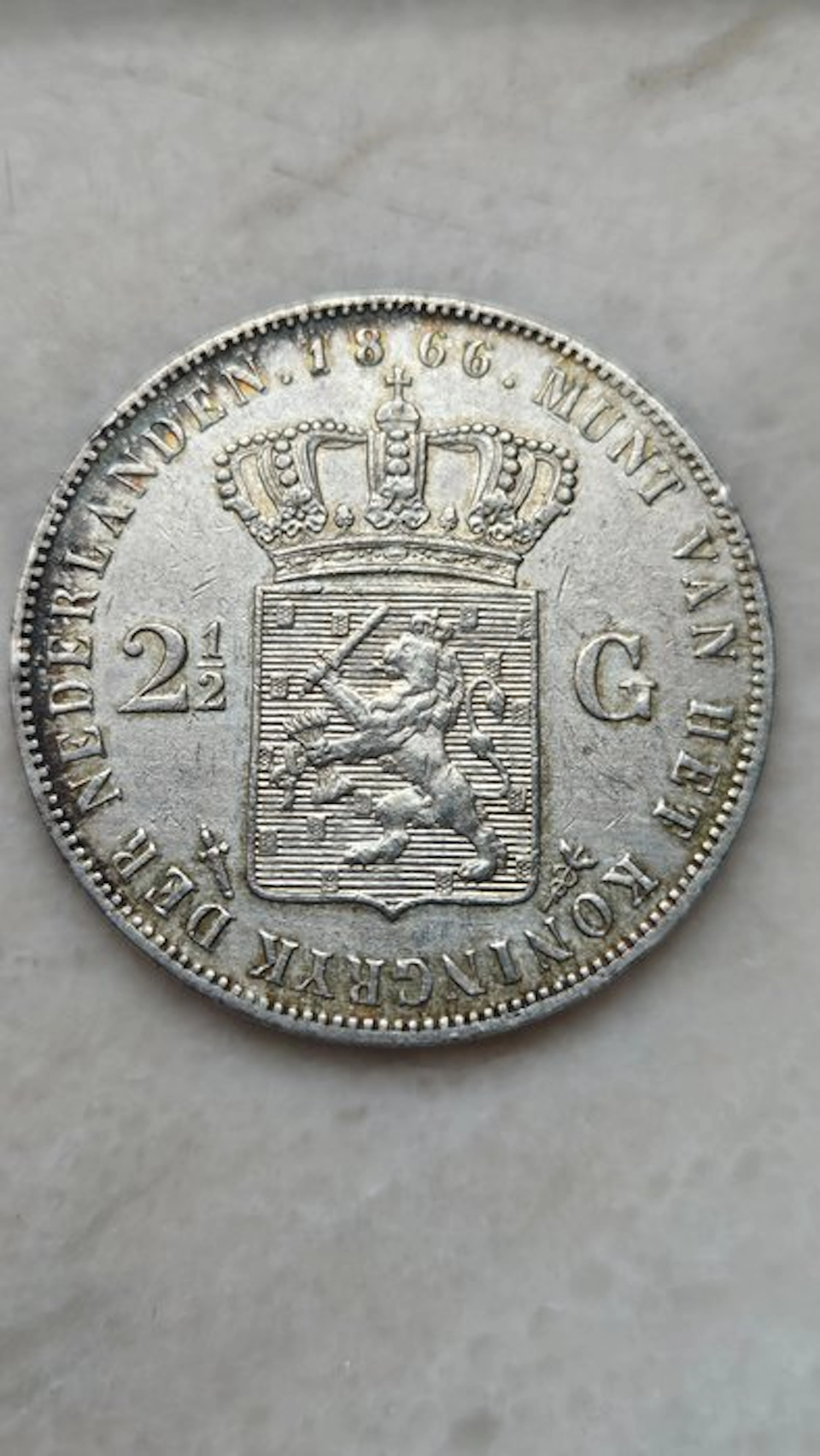 Netherlands. Willem III. 2 1/2 Gulden 1866 (No reserve price)