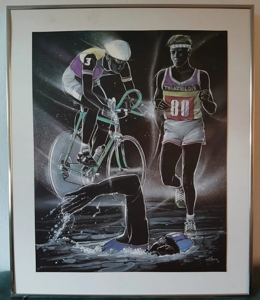 Triathlon - H. Wiersma - Sports plate - Action moment - Giclée