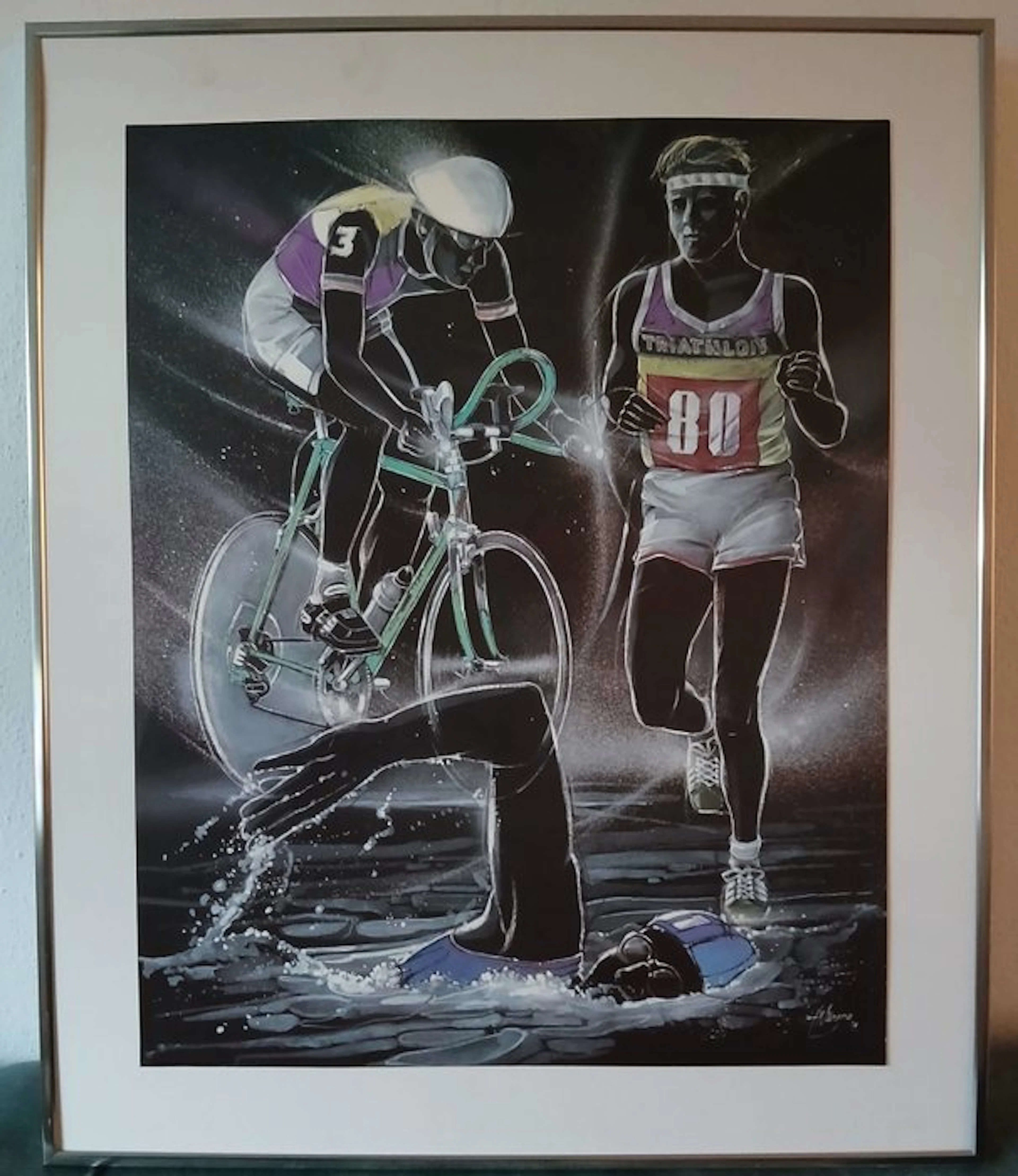Triathlon - H. Wiersma - Sports plate - Action moment - Giclée