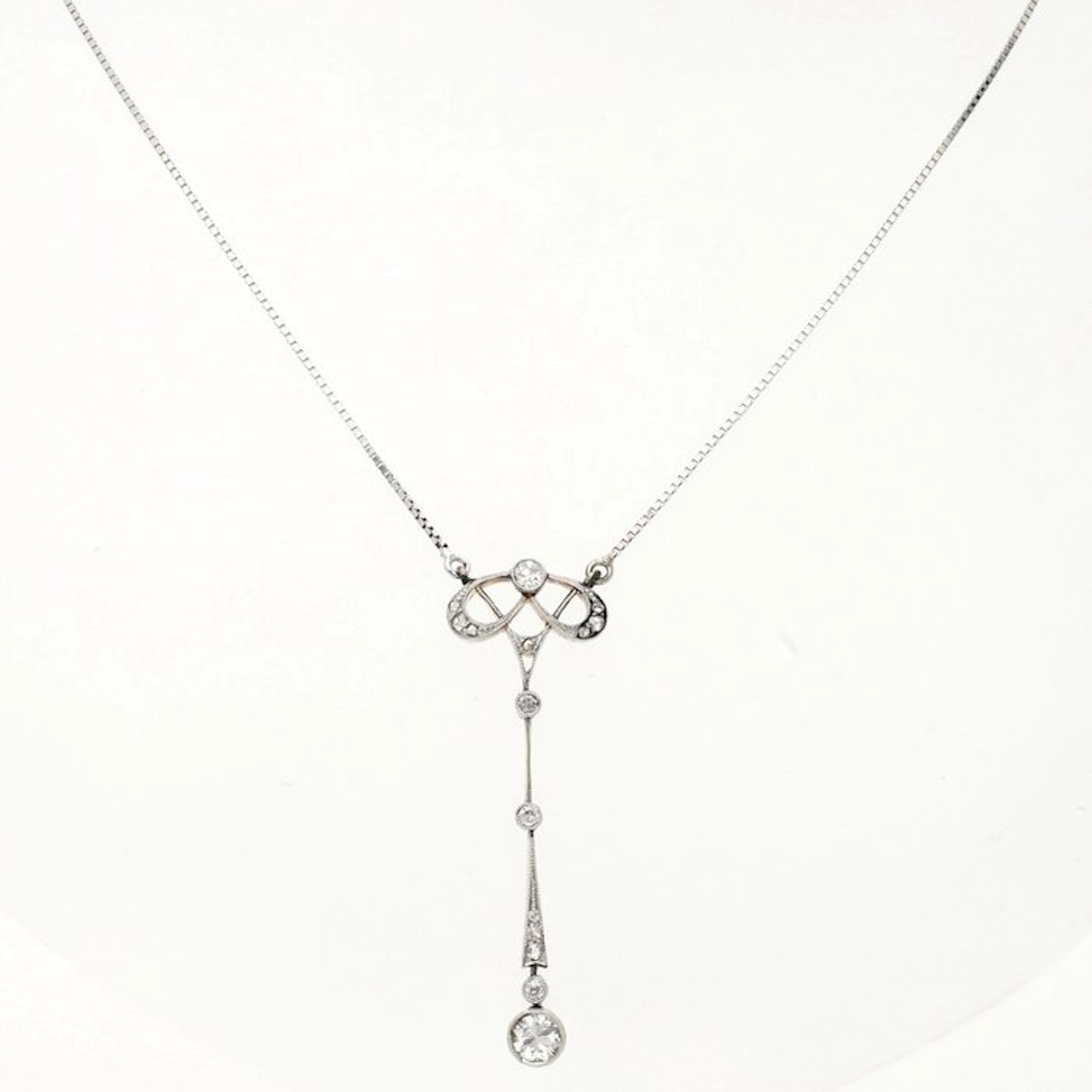 Necklace - 14 kt. White gold Diamond (Natural) - Diamond