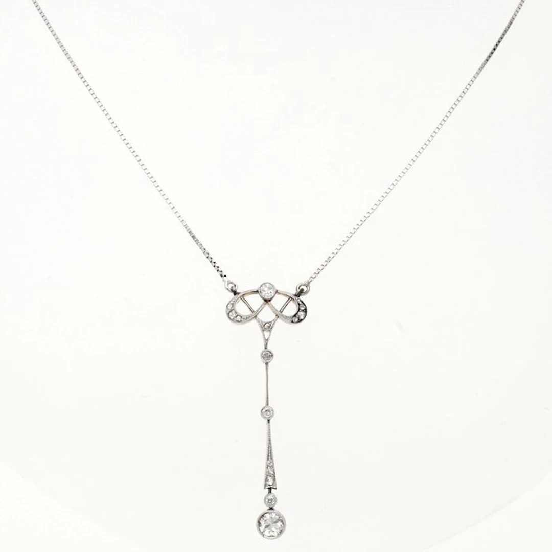 Necklace - 14 kt. White gold Diamond (Natural) - Diamond