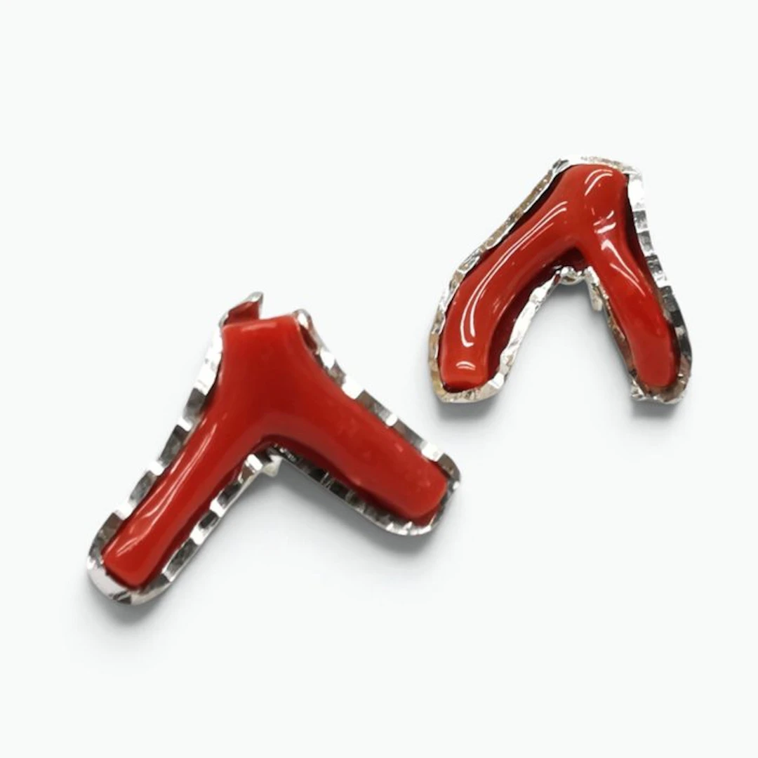 Coral - Sterling Silver 925 - Earrings