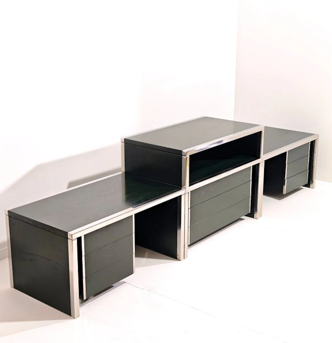 Cabinet (4) - Wood, Chrome plated