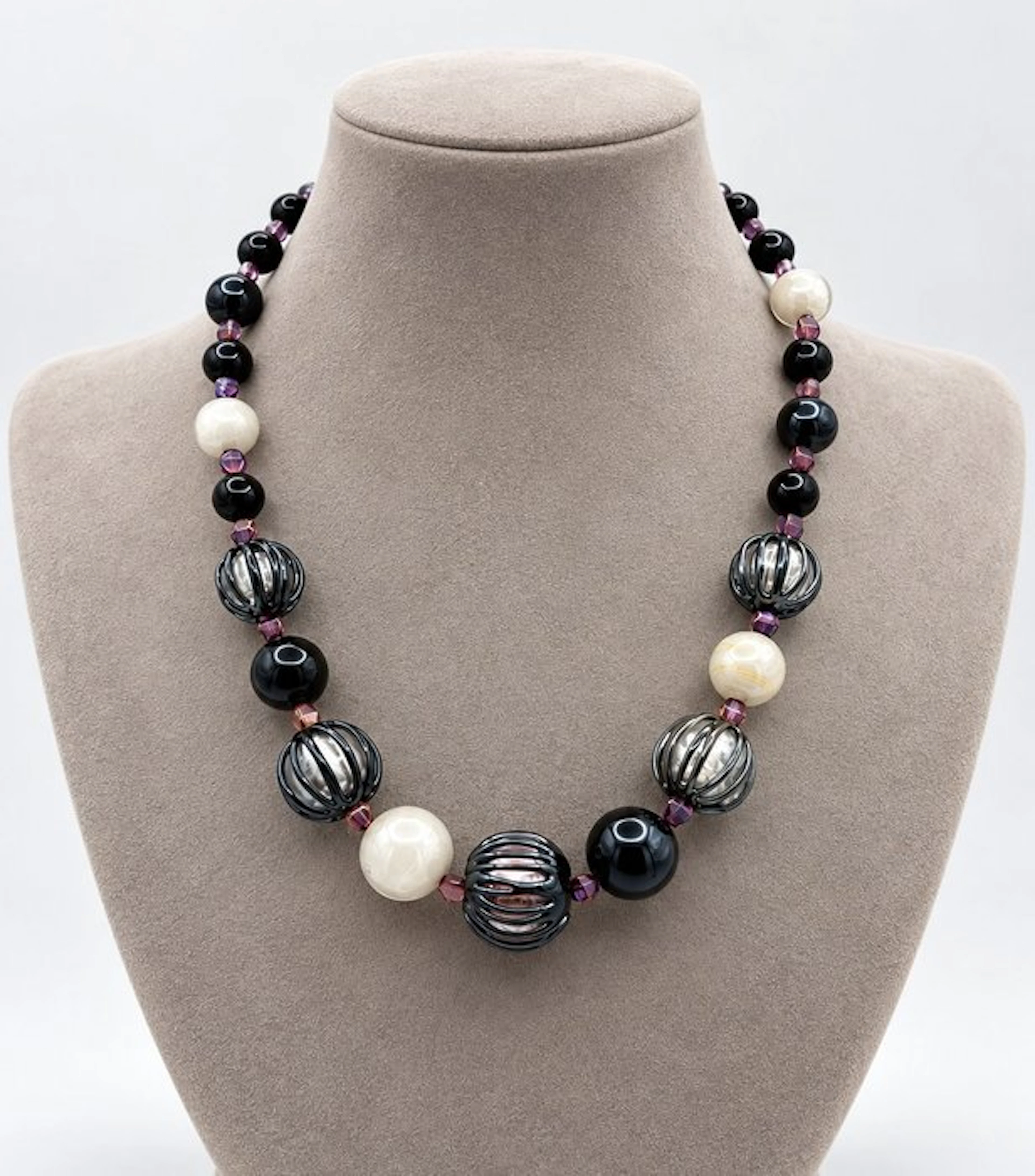 Murano glass, Steel, Silver - Necklace - agate stone