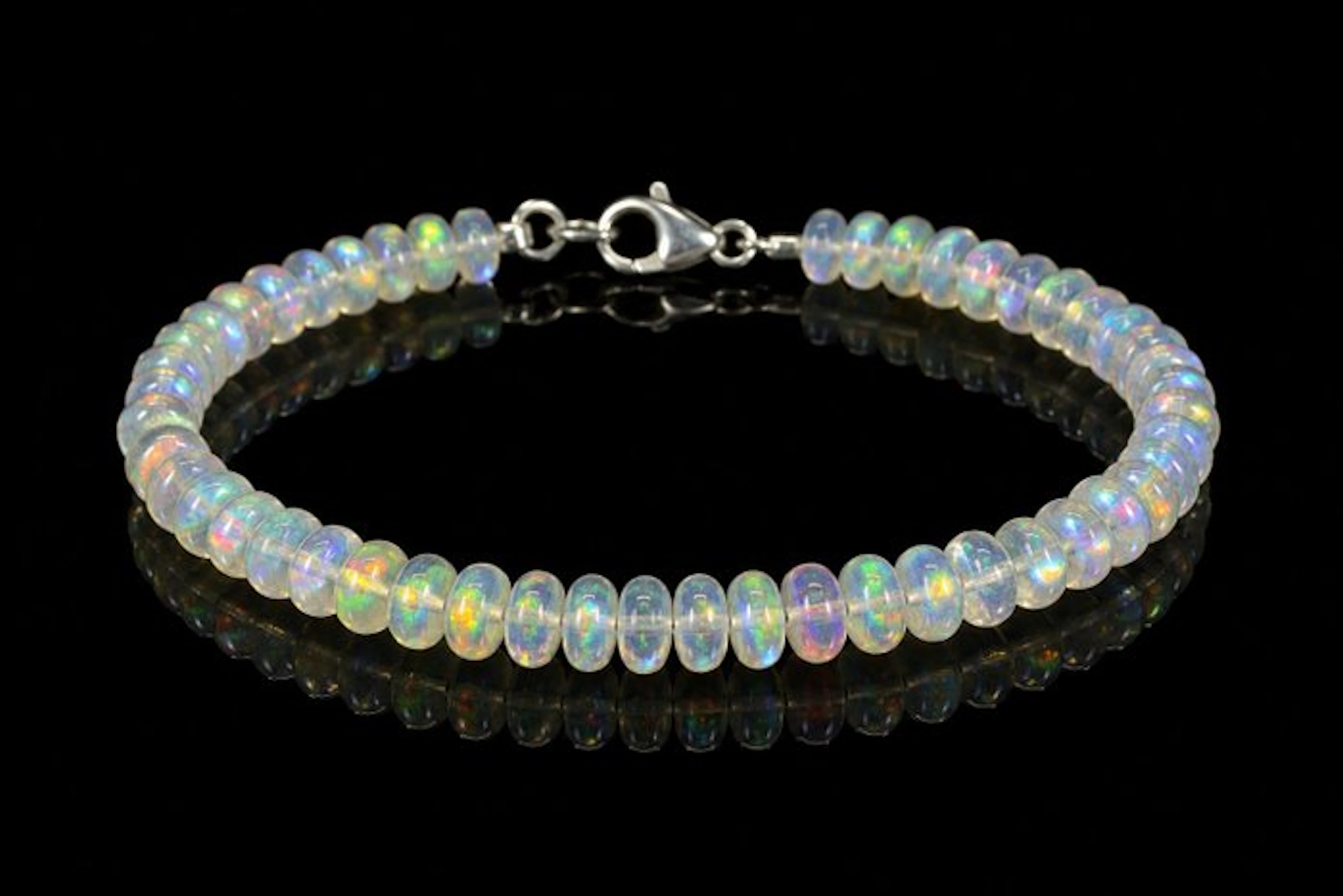 Natural Ethiopian Opal Bracelet – Iridescent Rainbow...