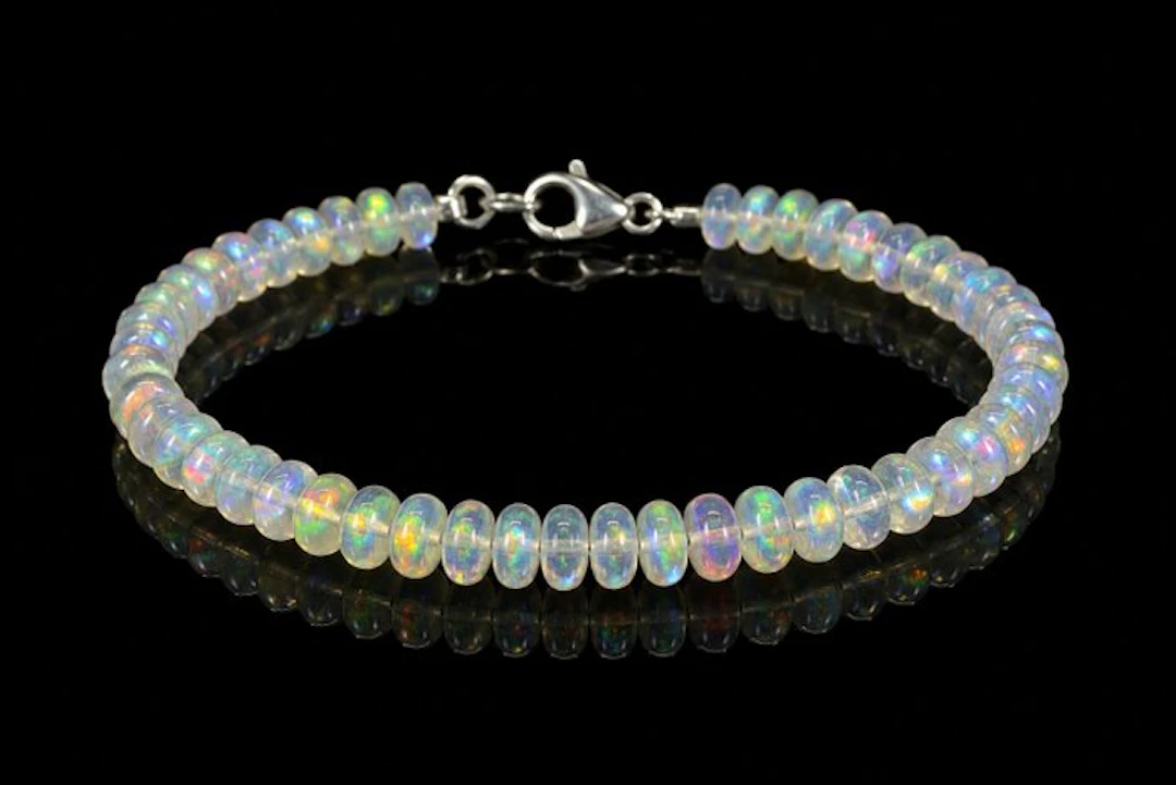 Natural Ethiopian Opal Bracelet – Iridescent Rainbow...
