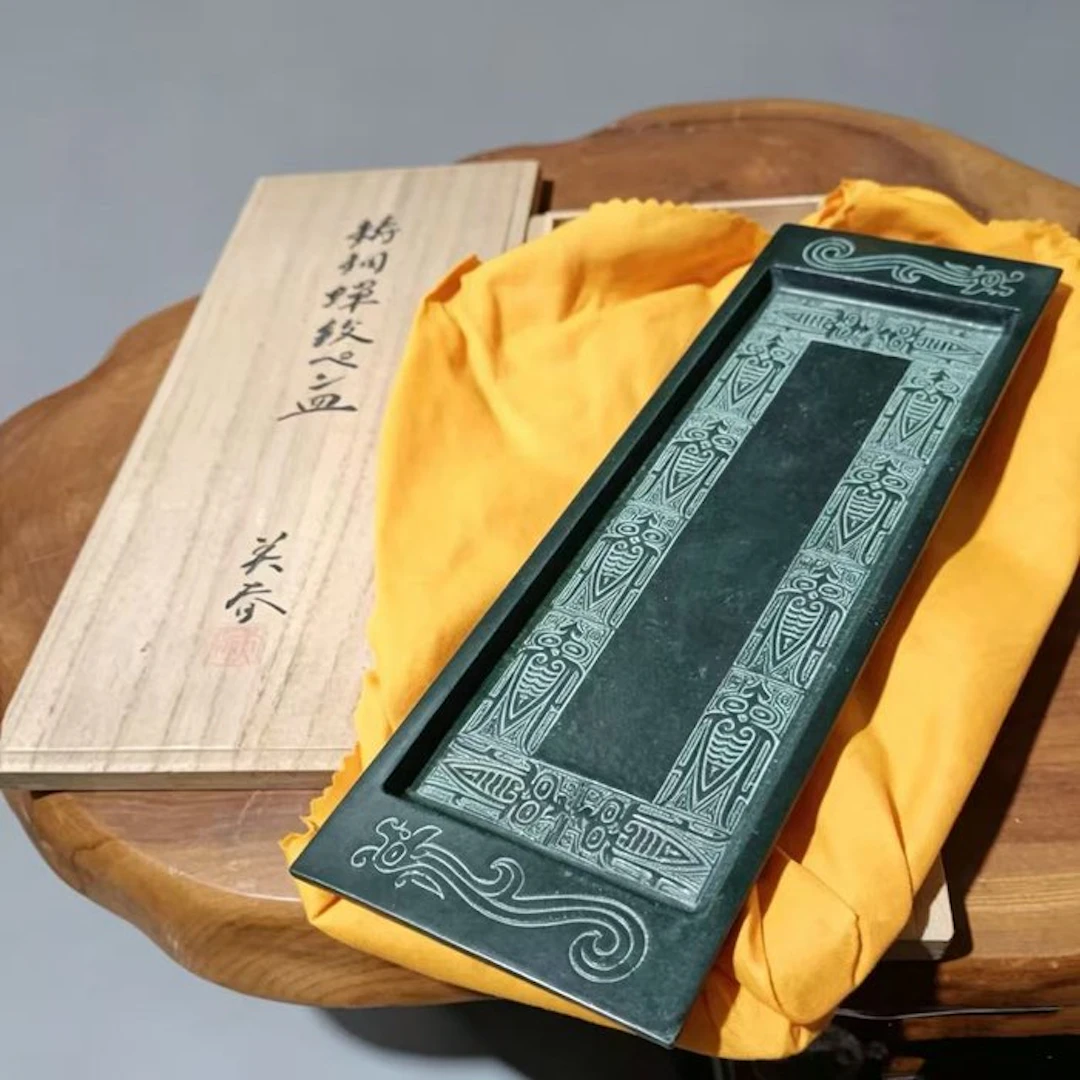 Rare Japanese cast bronze cicada pattern tray by Yoshiharu Kobayashi